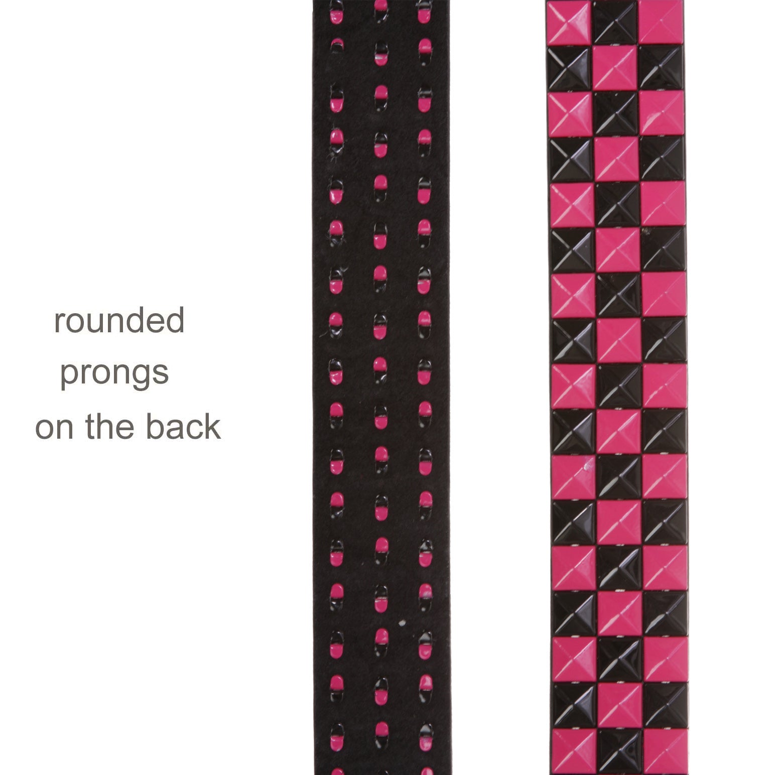 Snap On 1 1/2" Fuchsia & Black Checkerboard Punk Rock Studded Belt - OnlineBelts