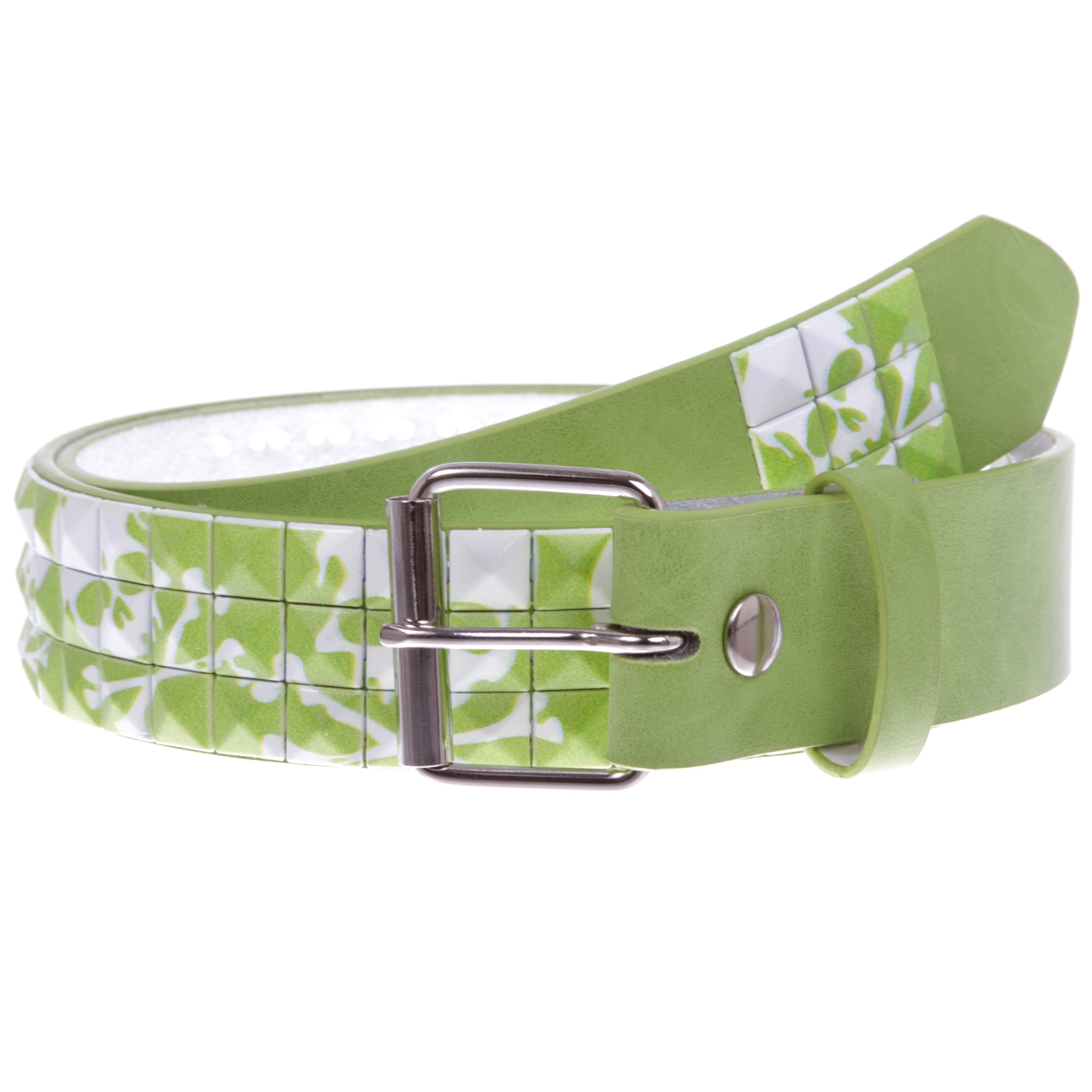 Snap On 1 1/2" Skull & Cross Bone Printed Punk Rock Studded Belt - OnlineBelts