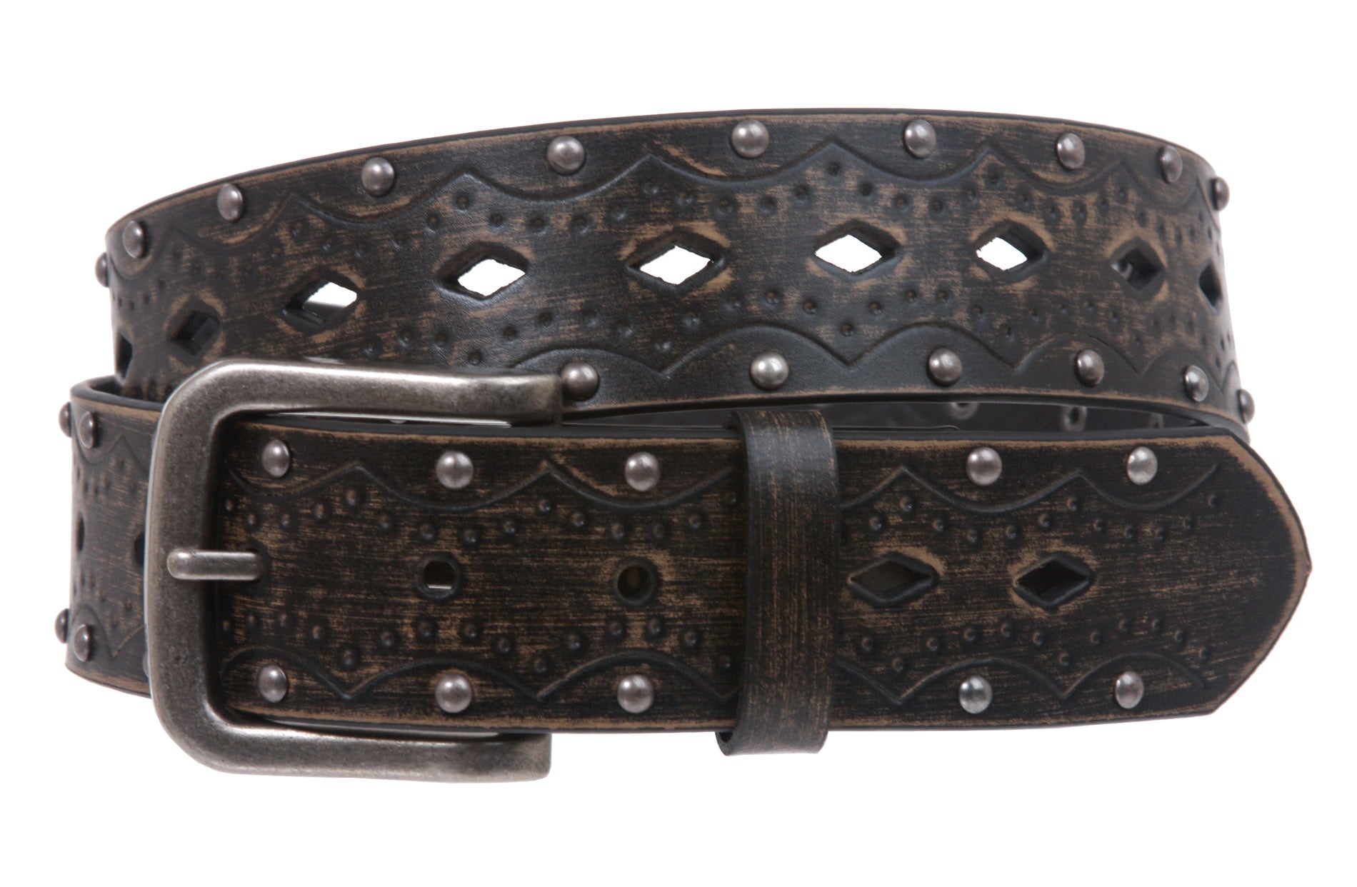 Snap on Studded Vintage Embossed Jean belt - OnlineBelts