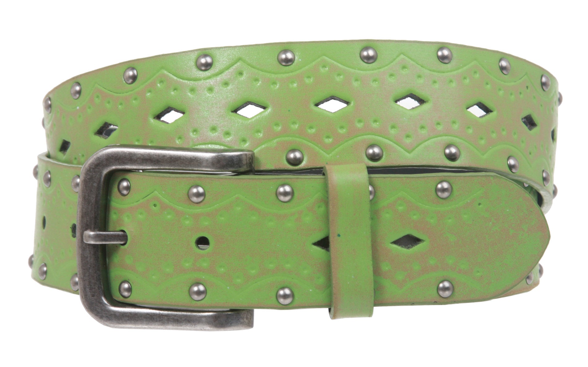 Snap on Studded Vintage Embossed Jean belt - OnlineBelts