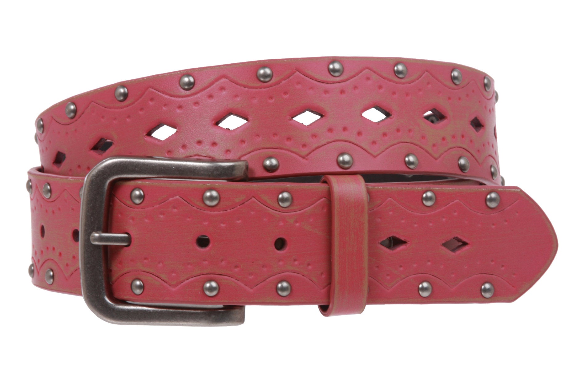 Snap on Studded Vintage Embossed Jean belt - OnlineBelts