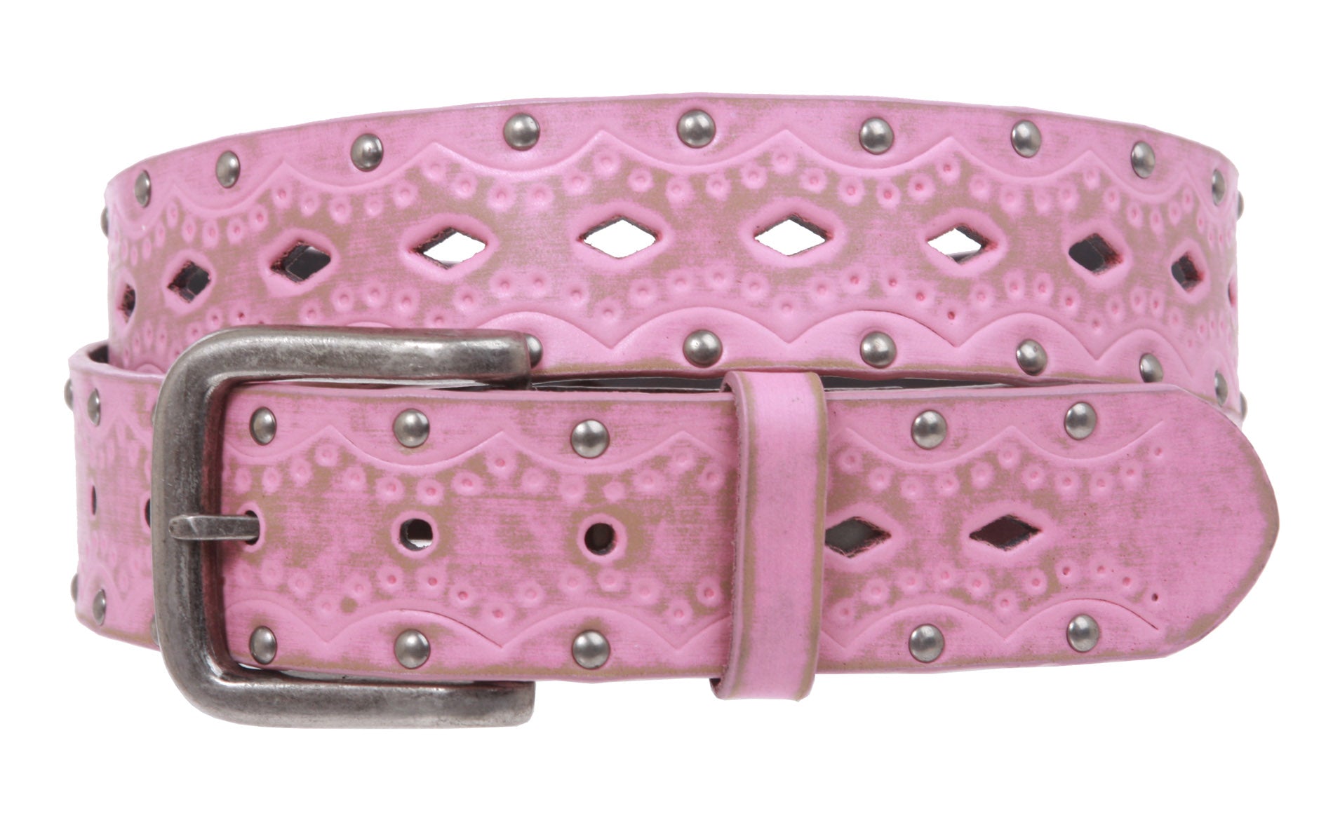 Snap on Studded Vintage Embossed Jean belt - OnlineBelts