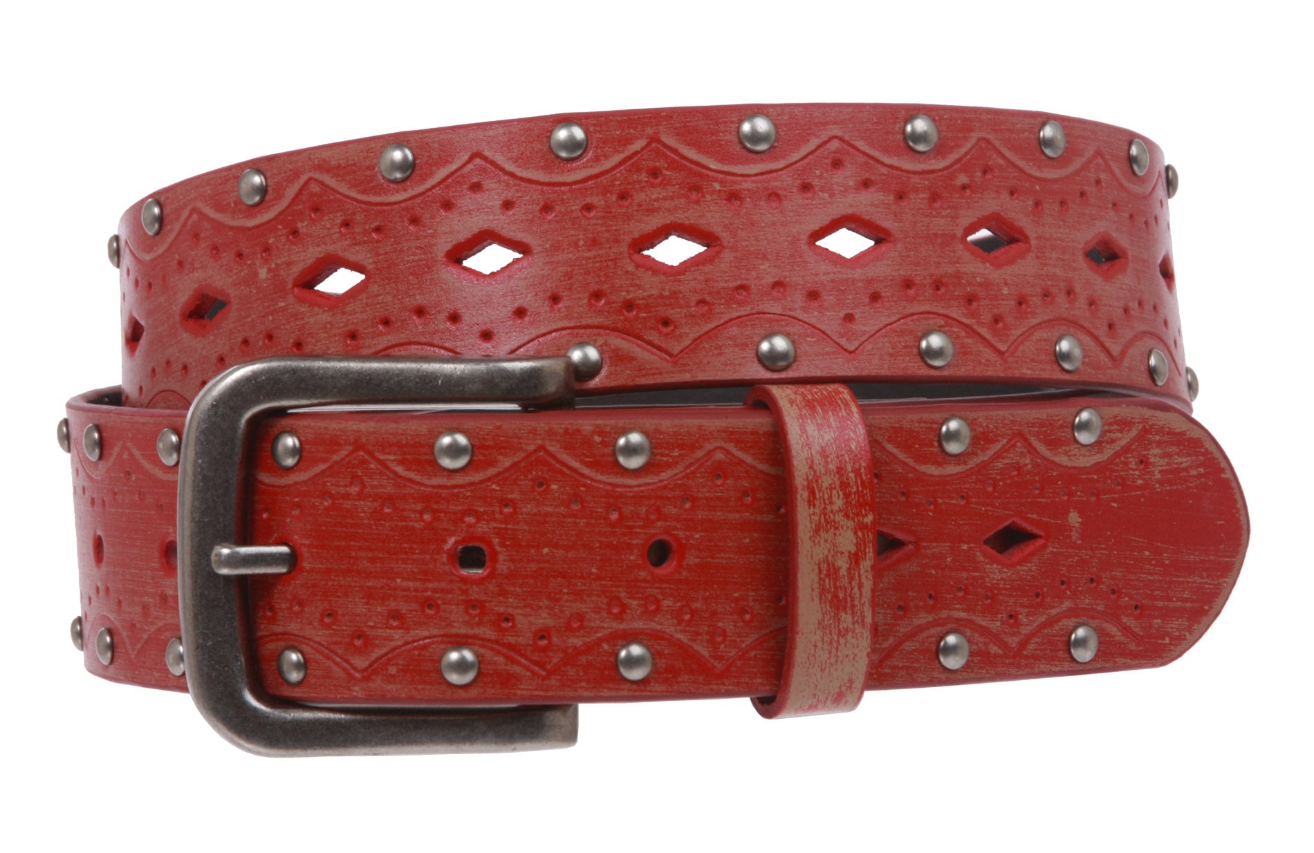 Snap on Studded Vintage Embossed Jean belt - OnlineBelts