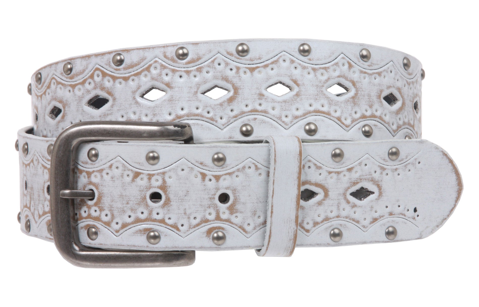 Snap on Studded Vintage Embossed Jean belt - OnlineBelts