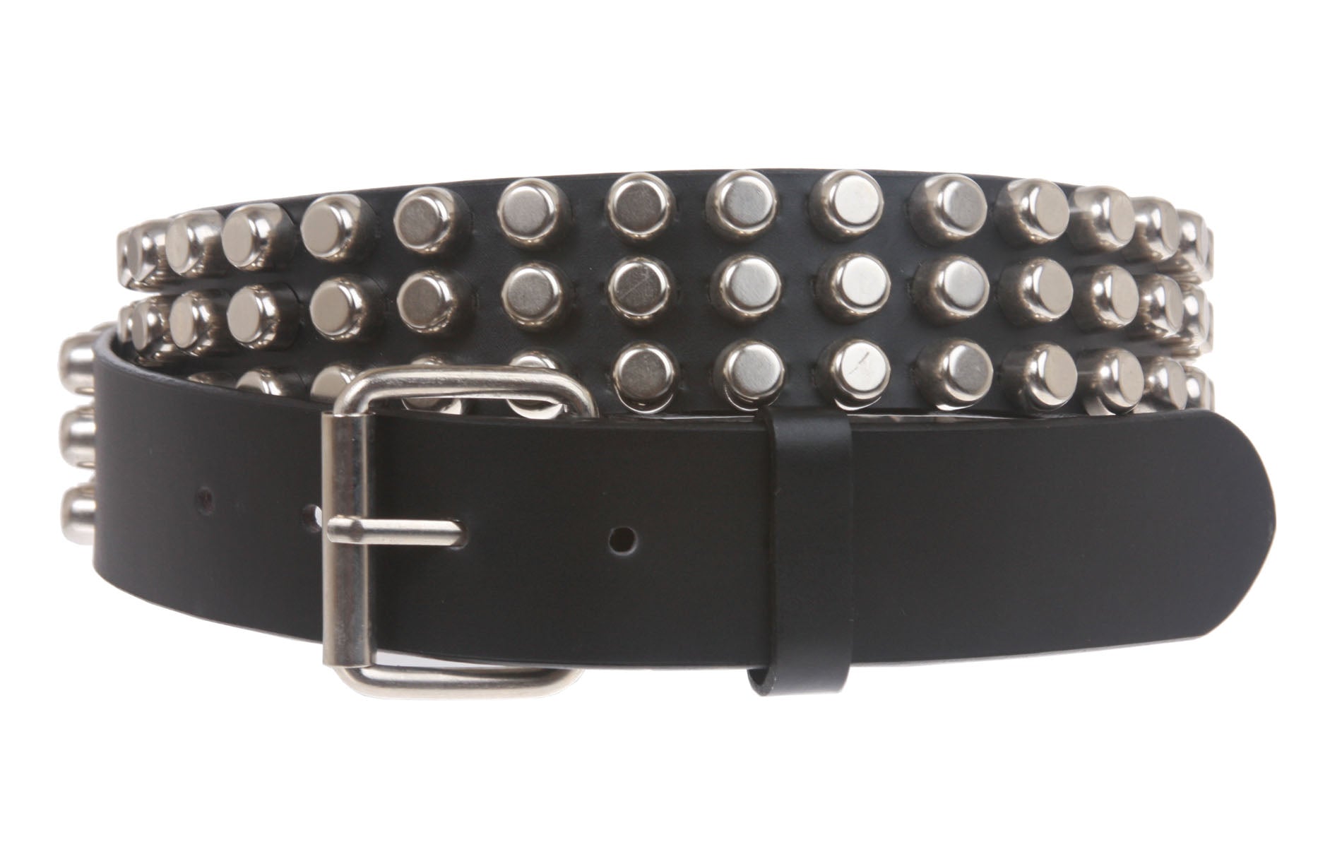 Snap on Bullet Head Studded Hardware Leather Belt - OnlineBelts