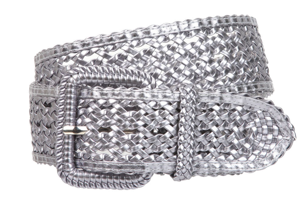 2 Inches Wide Hand Made Braided Square Buckle Belt - OnlineBelts
