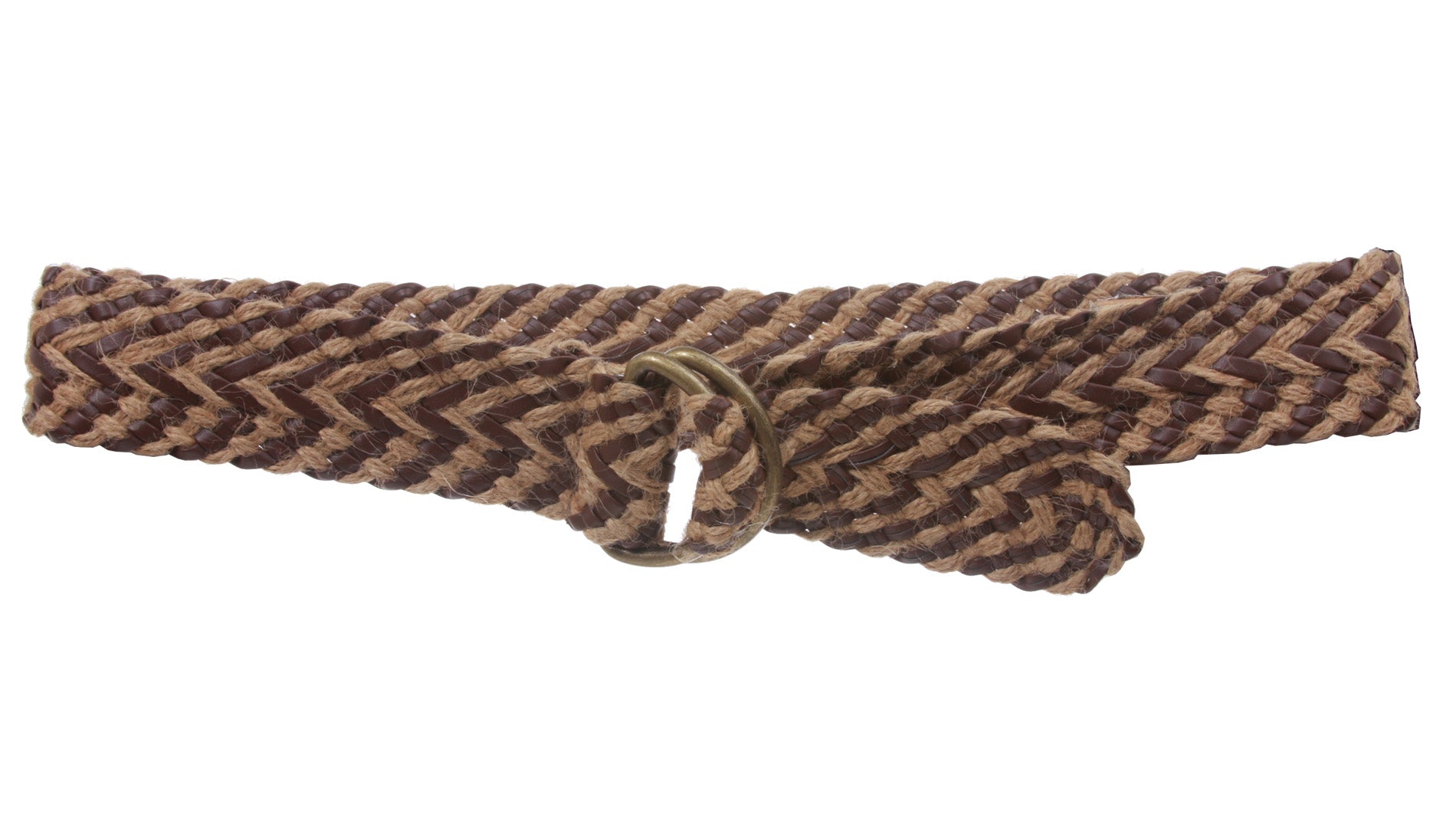 2" (50 mm) Wide D Ring Jute Braided Fashion Woven Sash Belt - OnlineBelts