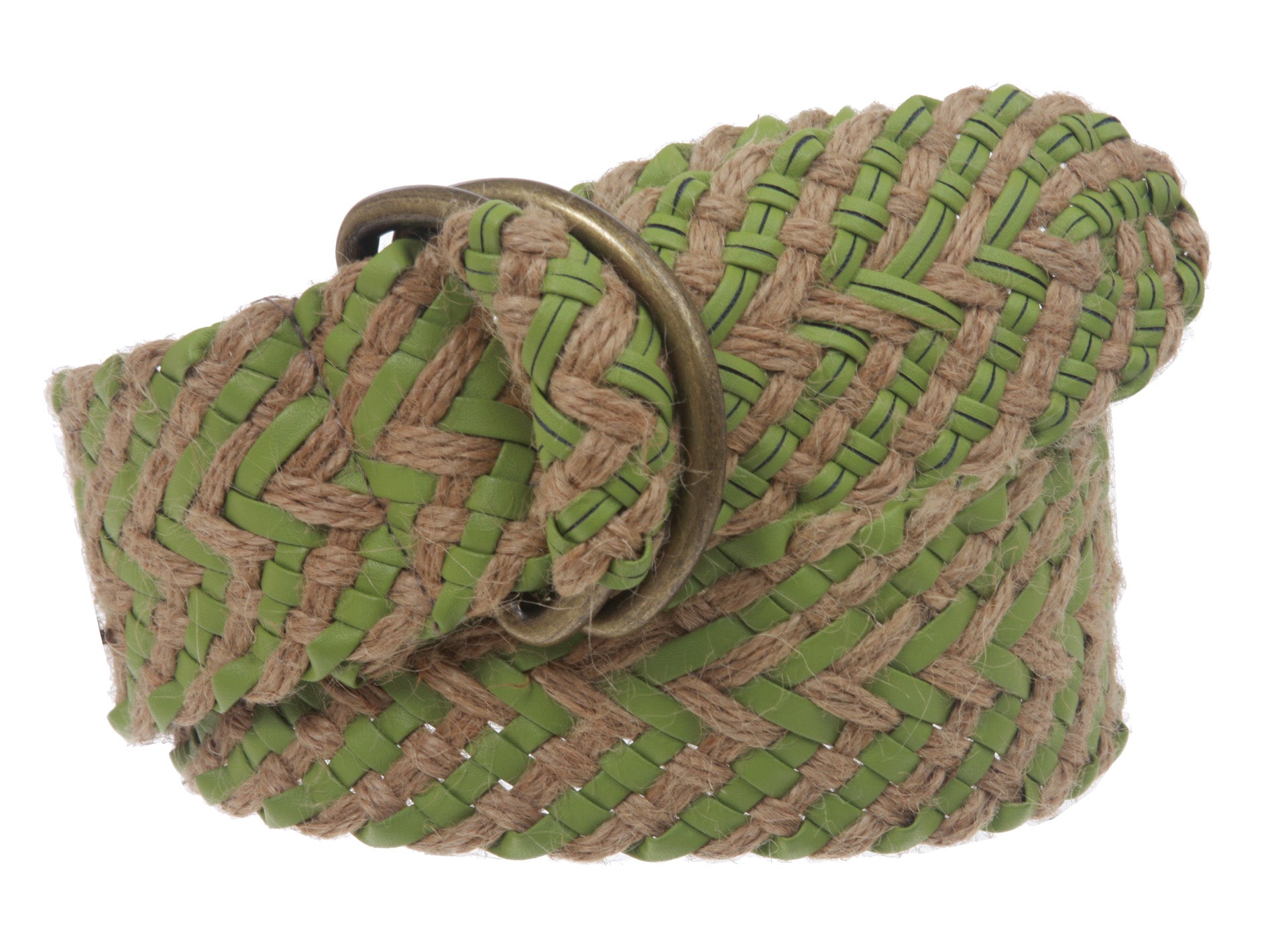 2" (50 mm) Wide D Ring Jute Braided Fashion Woven Sash Belt - OnlineBelts