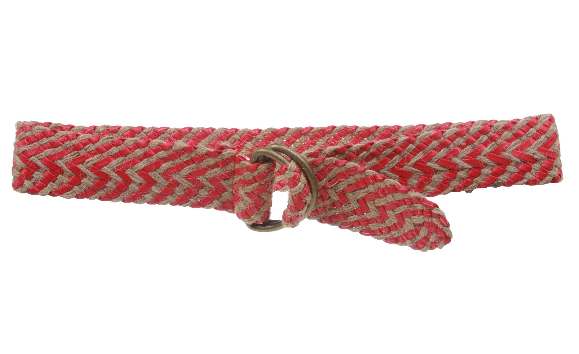 2" (50 mm) Wide D Ring Jute Braided Fashion Woven Sash Belt