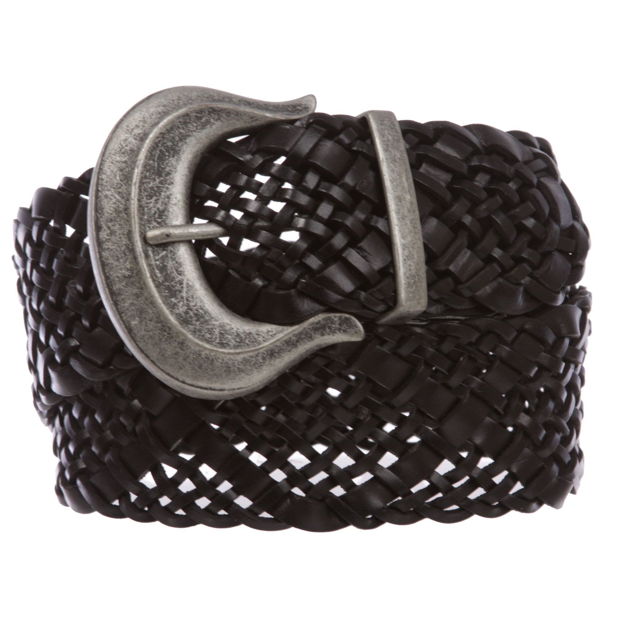 Women's 2" wide Hip High Waist Braided Woven cowhide full grain Leather Belt - OnlineBelts