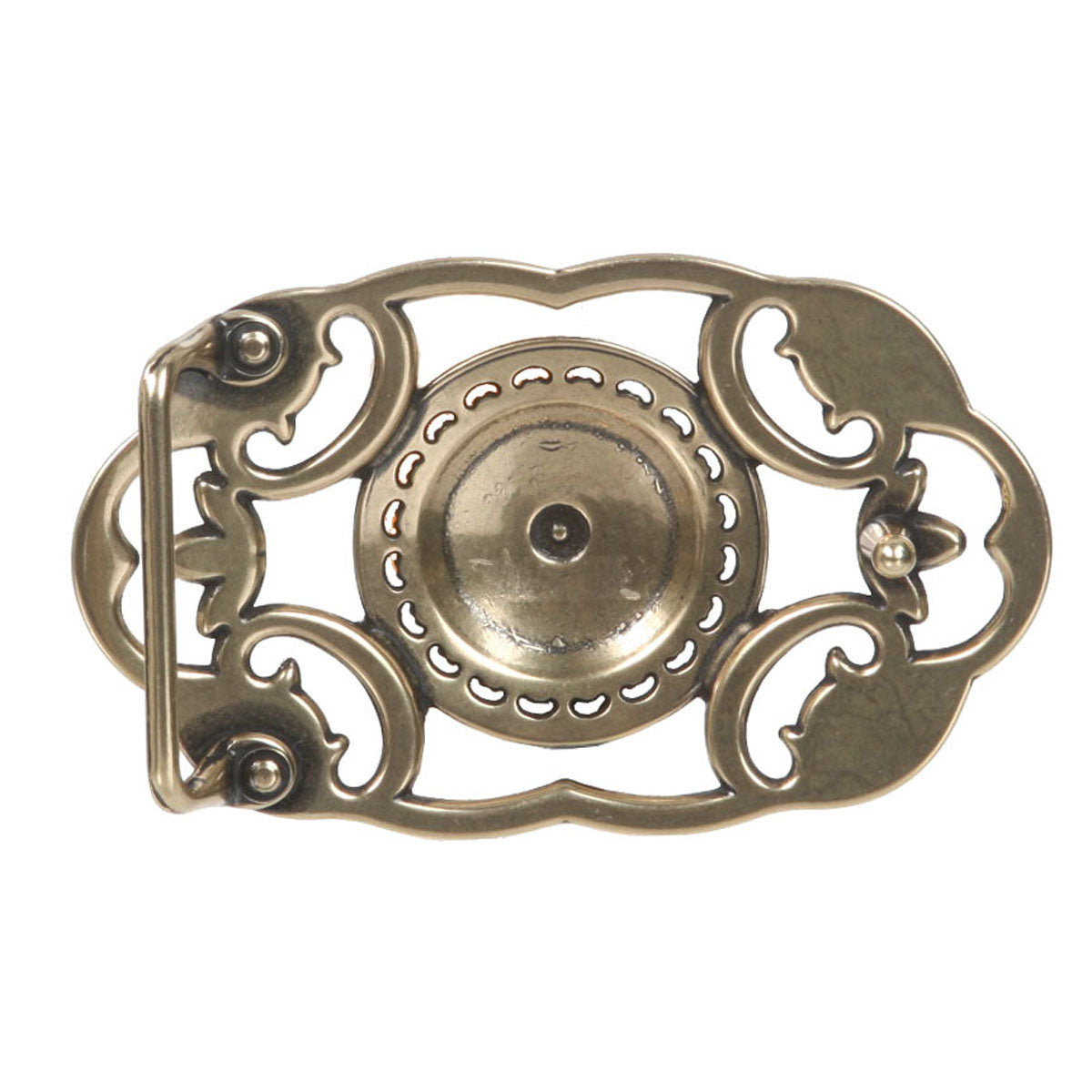 Perforated Oval Rhinestone Flower Belt Buckle