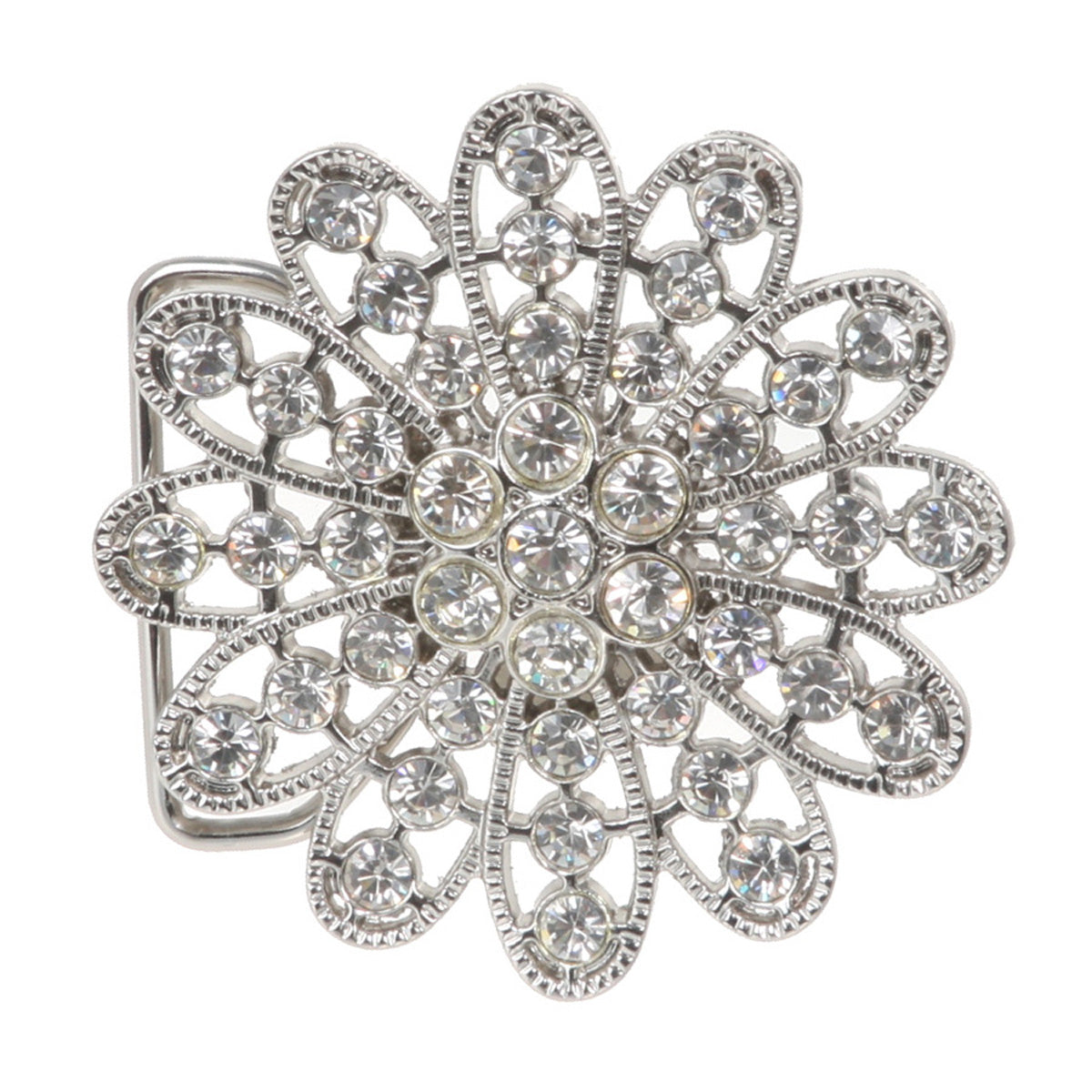 Twelve Petals Rhinestone Flower Belt Buckle - OnlineBelts