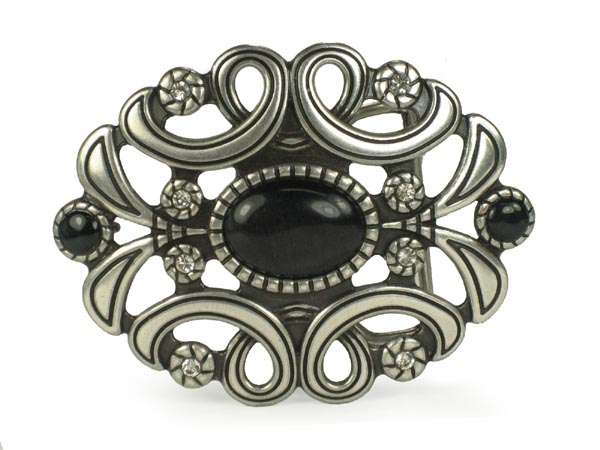 Ladies Oval Rhinestone Flower Cut-out Belt Buckle - OnlineBelts