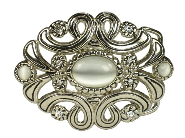 Ladies Oval Rhinestone Flower Cut-out Belt Buckle - OnlineBelts