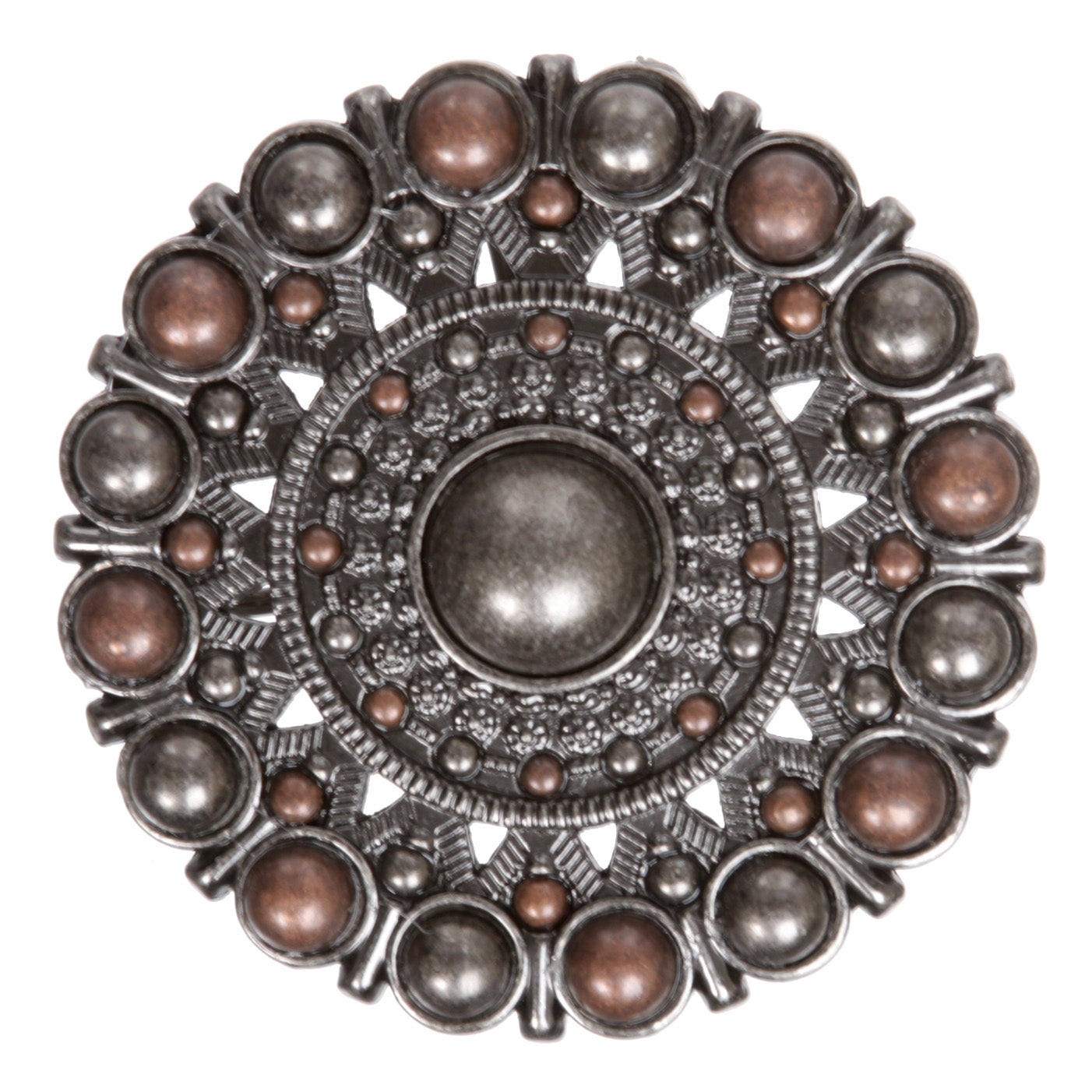 Metal Beaded Flower Round Belt Buckle - OnlineBelts
