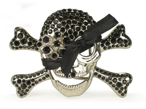 Rhinestone Skull & Crossbones Pirate Belt Buckle