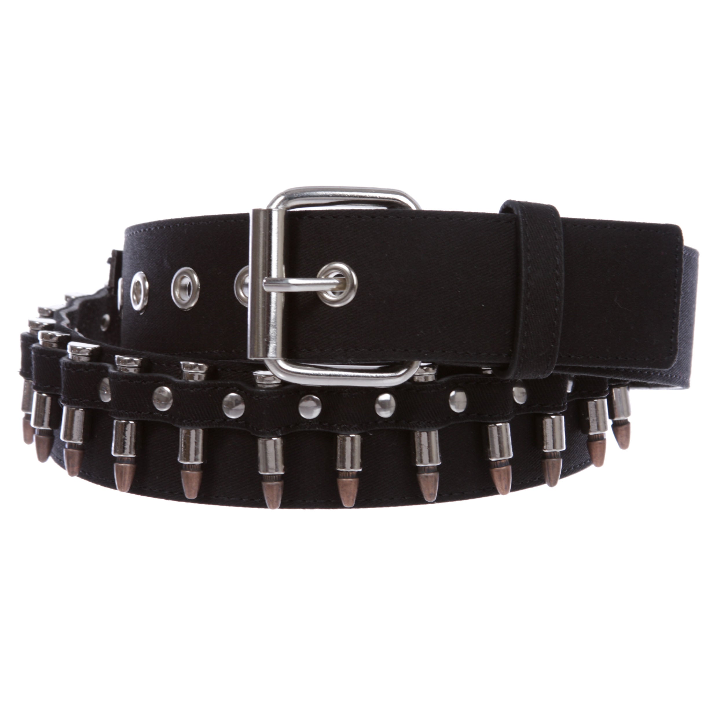 Canvas Faux Bullet Studded Belt - Snap On Interchangeable Buckle - OnlineBelts