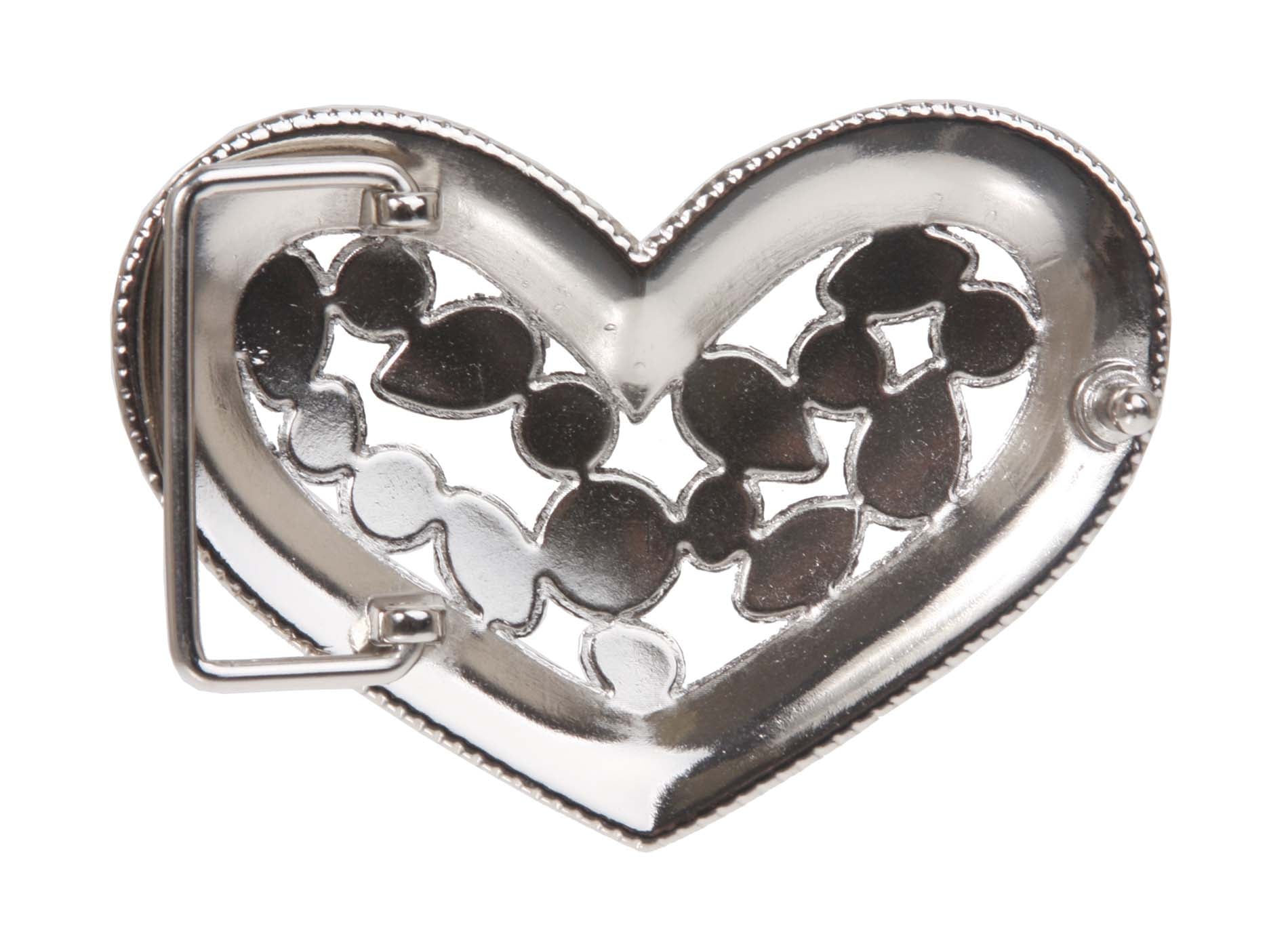 Rhinestone & Cat-eye Stone Heart Belt Buckle