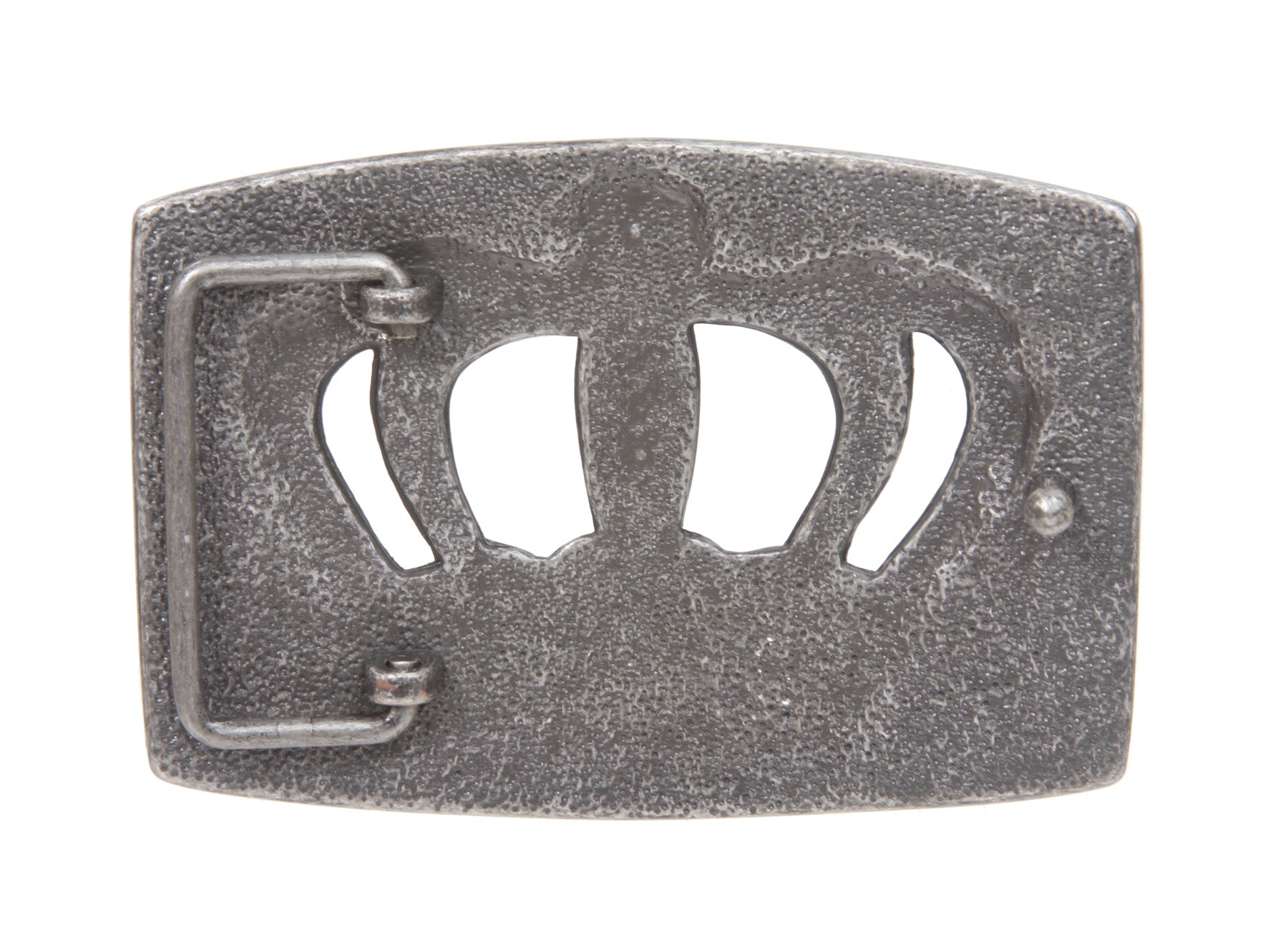 Rectangular Antique Silver Rhinestone Crown Hammered Belt Buckle