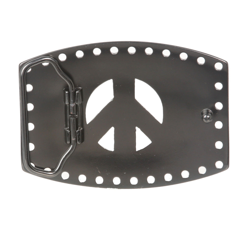 Rhinestone Peace Symbol Love Sign Belt Buckle - OnlineBelts