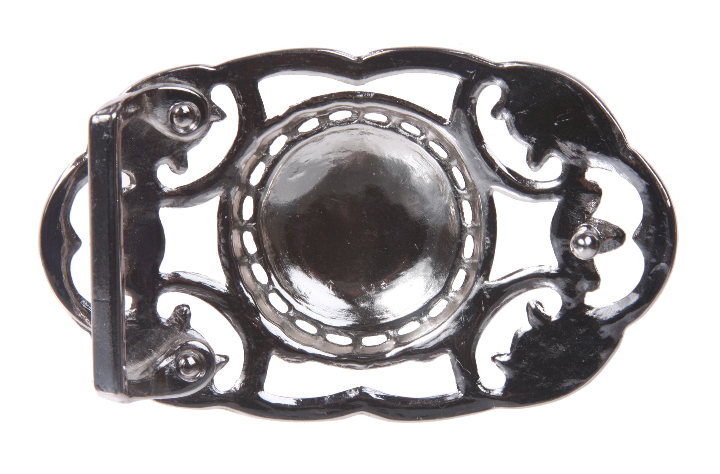 Perforated Oval Rhinestone Flower Flower Belt Buckle - OnlineBelts