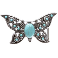 Perforated Turquoise Stone Butterfly Belt Buckle