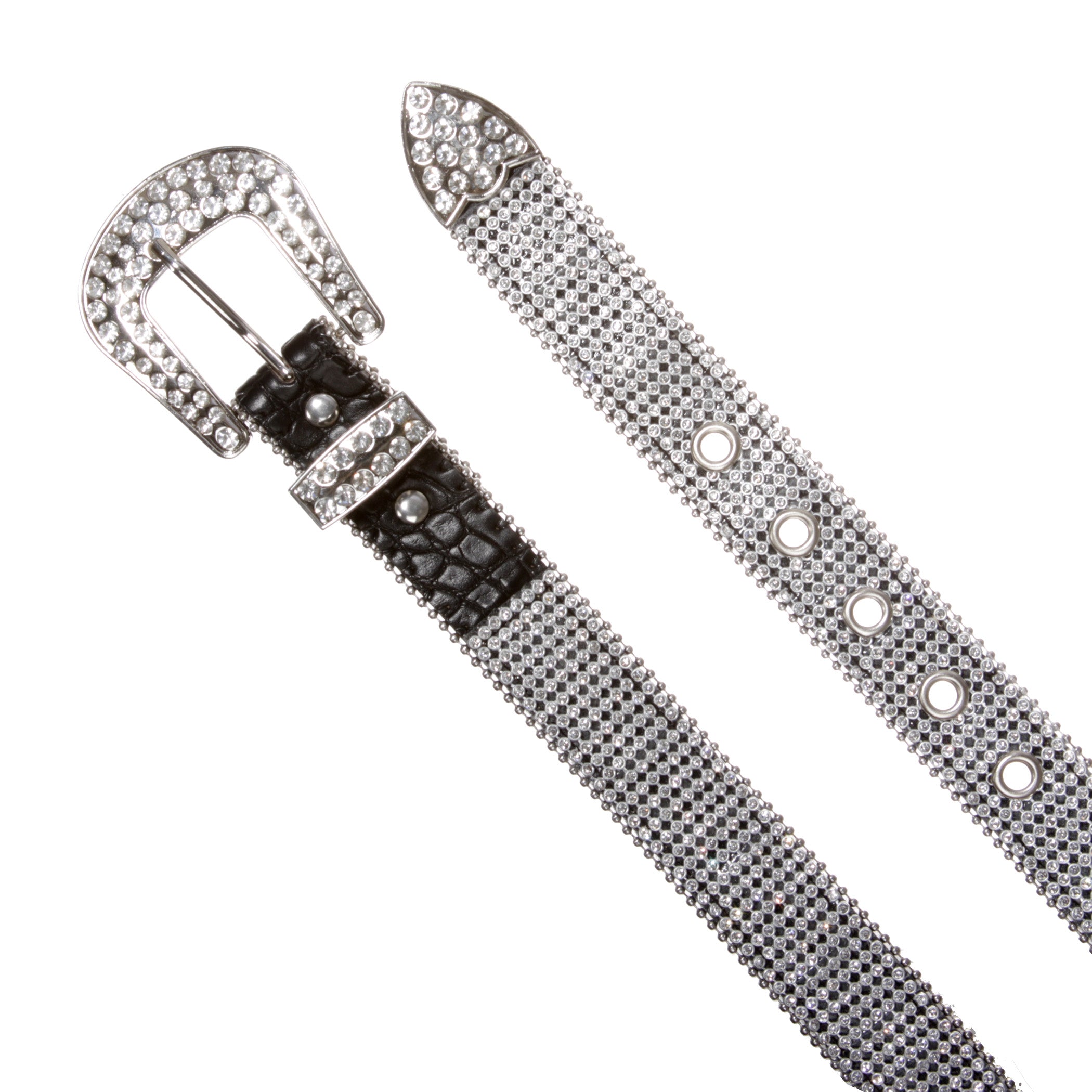 Kids Western Cowgirl Cowboy Rhinestone Strip Bling Leather Belt - OnlineBelts