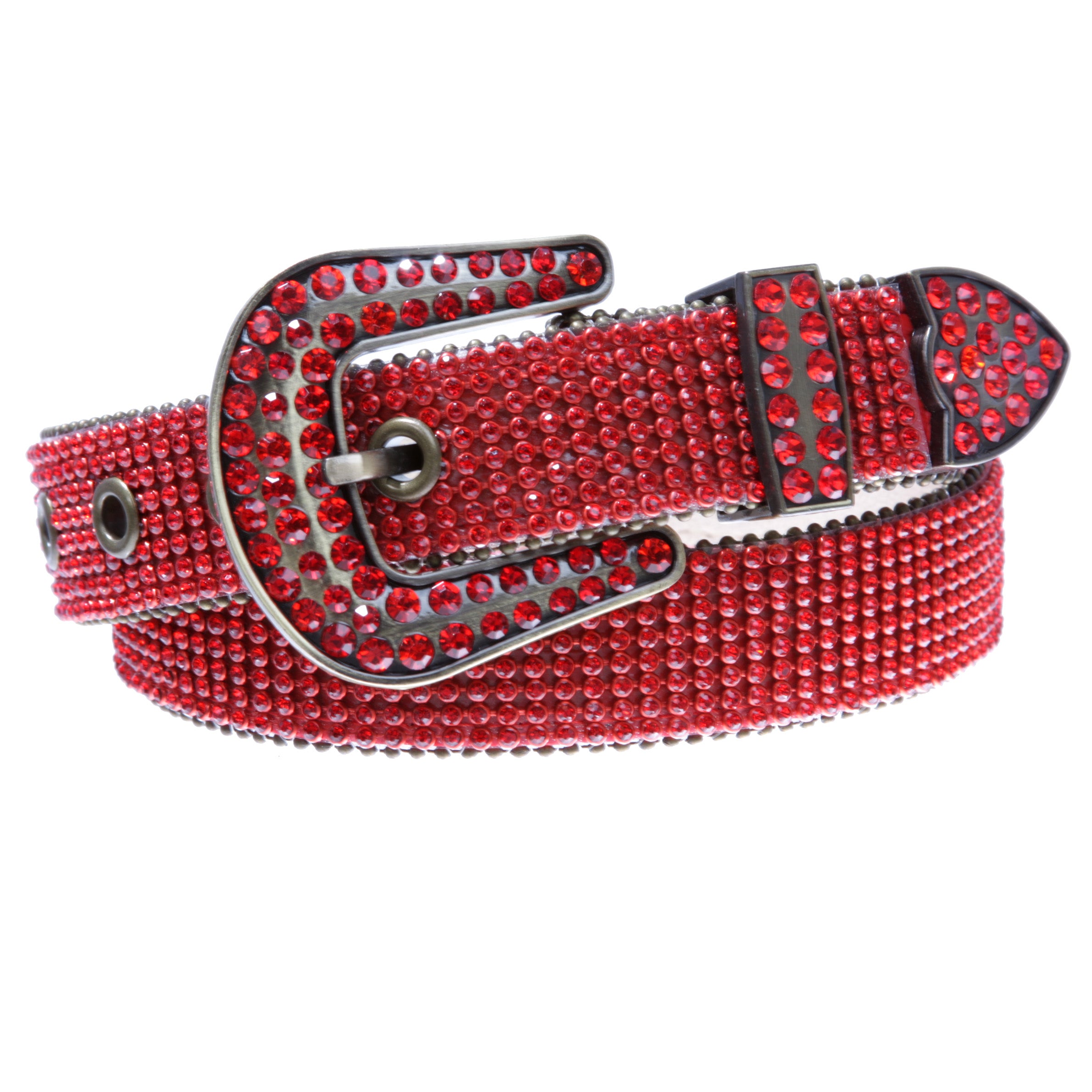 Kids Western Cowgirl Cowboy Rhinestone Strip Bling Leather Belt - OnlineBelts