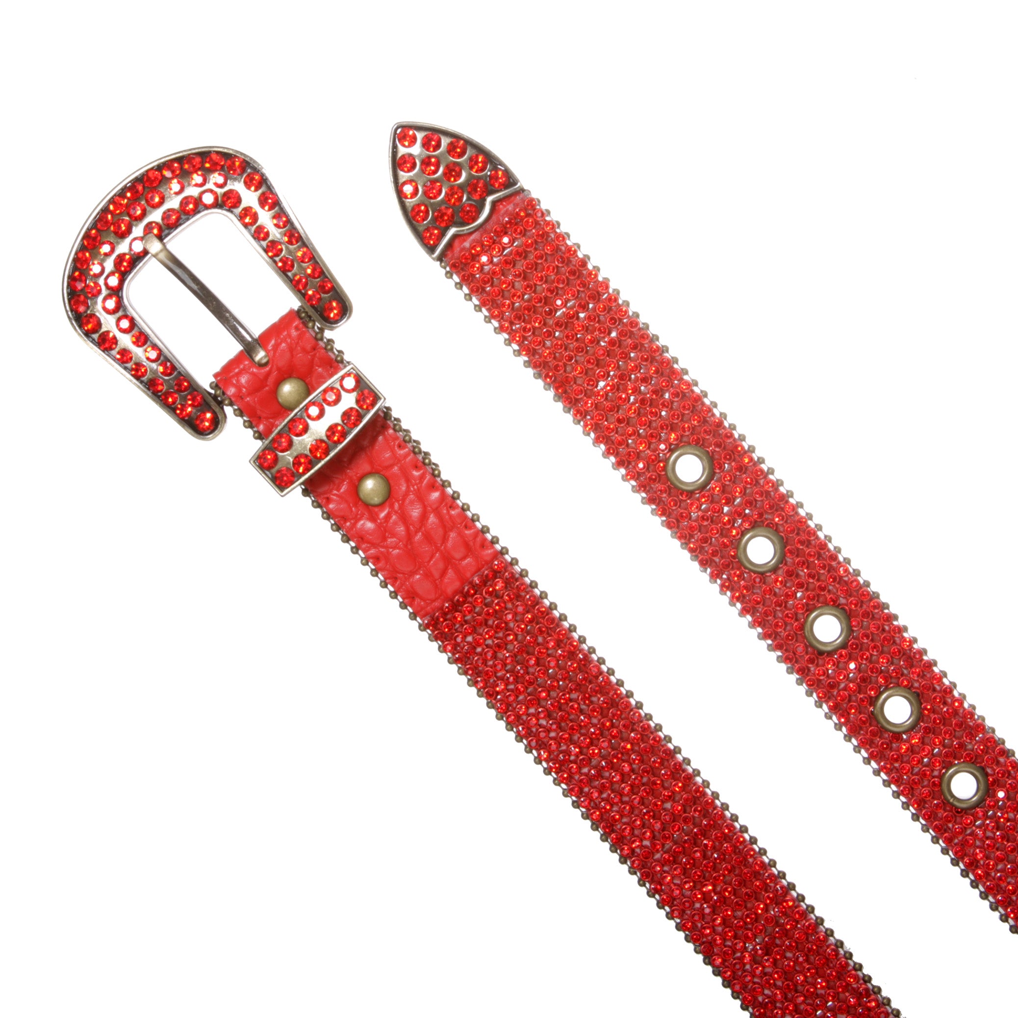 Kids Western Cowgirl Cowboy Rhinestone Strip Bling Leather Belt - OnlineBelts