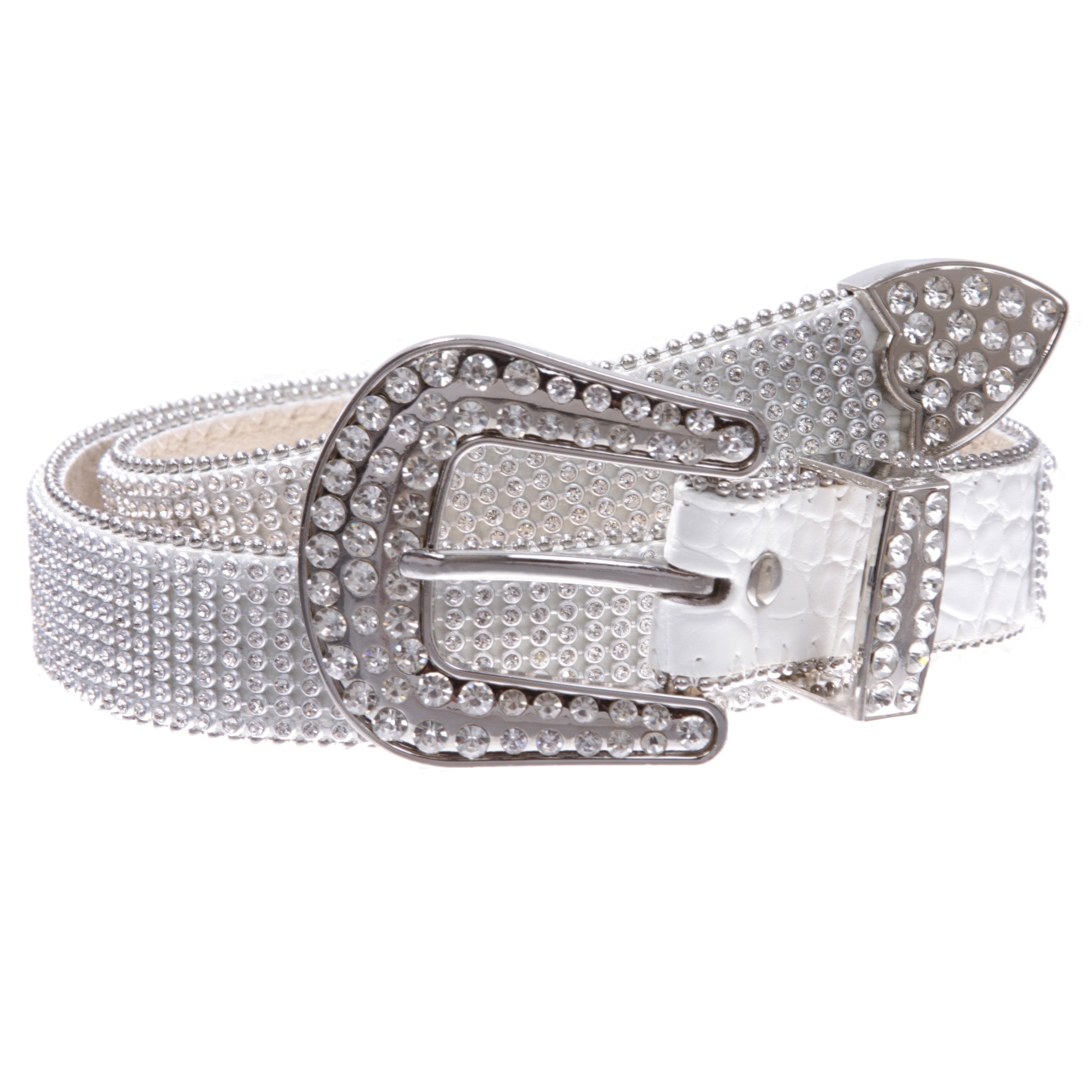 Kids Western Cowgirl Cowboy Rhinestone Strip Bling Leather Belt - OnlineBelts