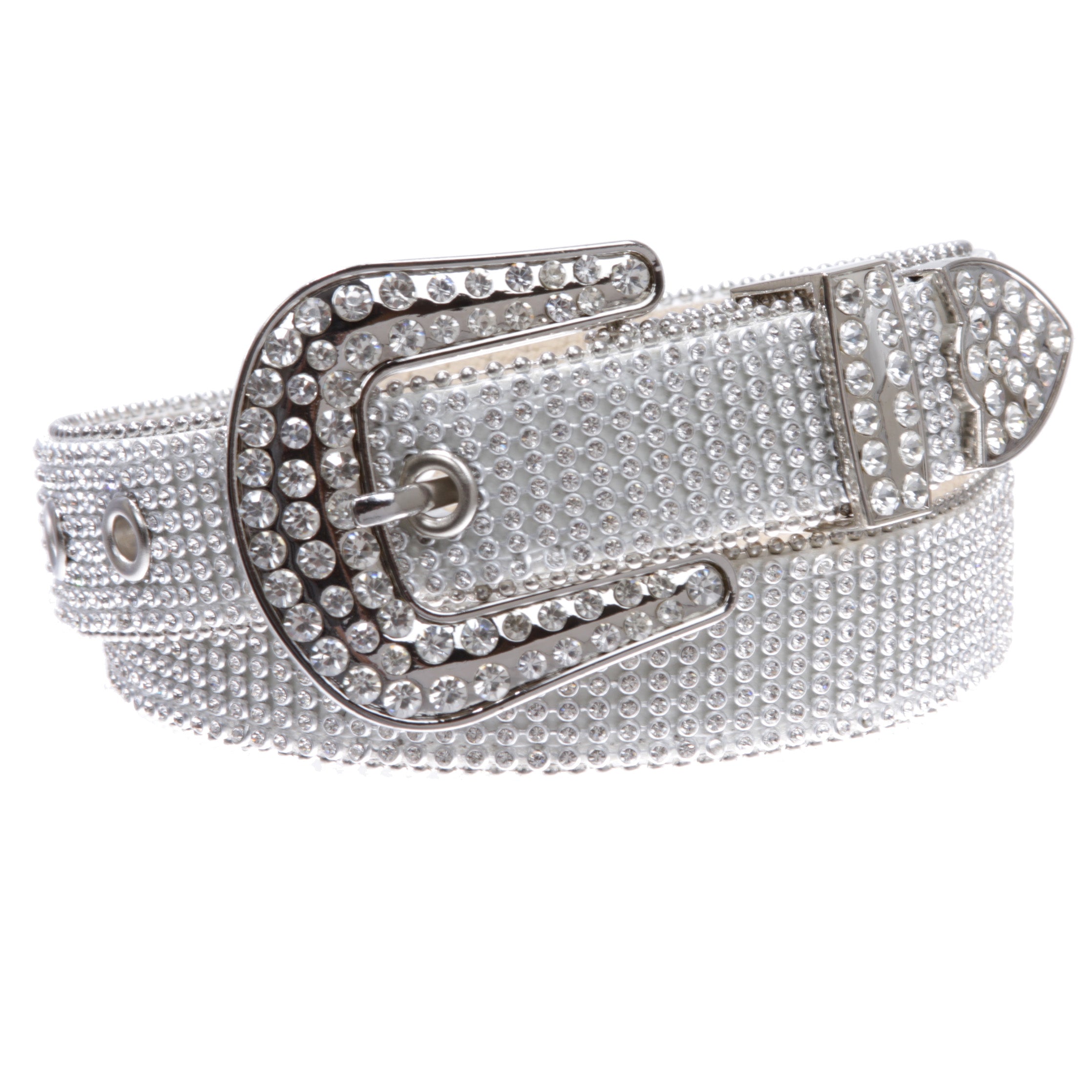 Kids Western Cowgirl Cowboy Rhinestone Strip Bling Leather Belt - OnlineBelts
