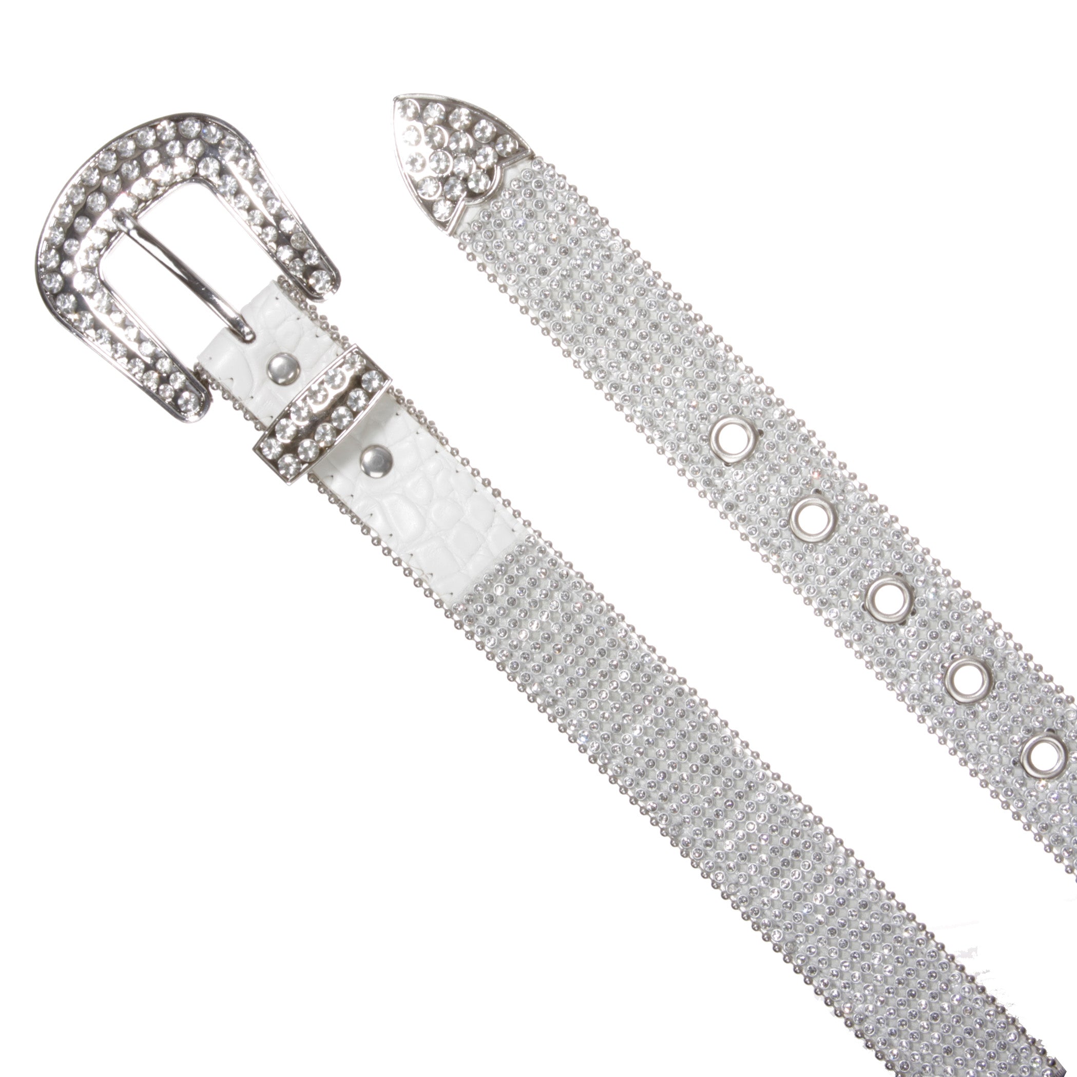 Kids Western Cowgirl Cowboy Rhinestone Strip Bling Leather Belt - OnlineBelts
