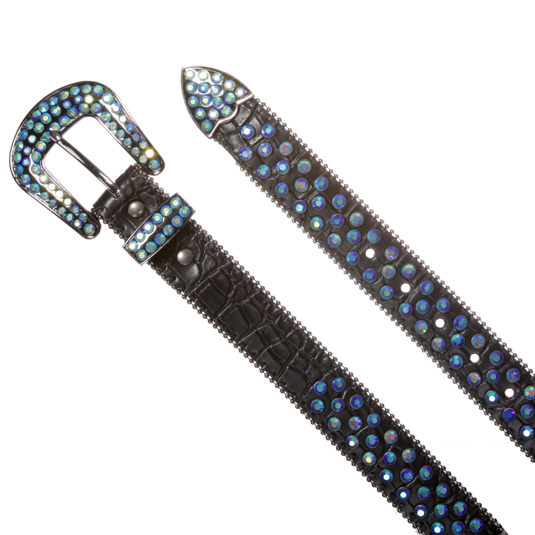 Kids Cowboy Cowgirl Classic Western Rhinestone Bling Studded Diamond Leather Belt - OnlineBelts