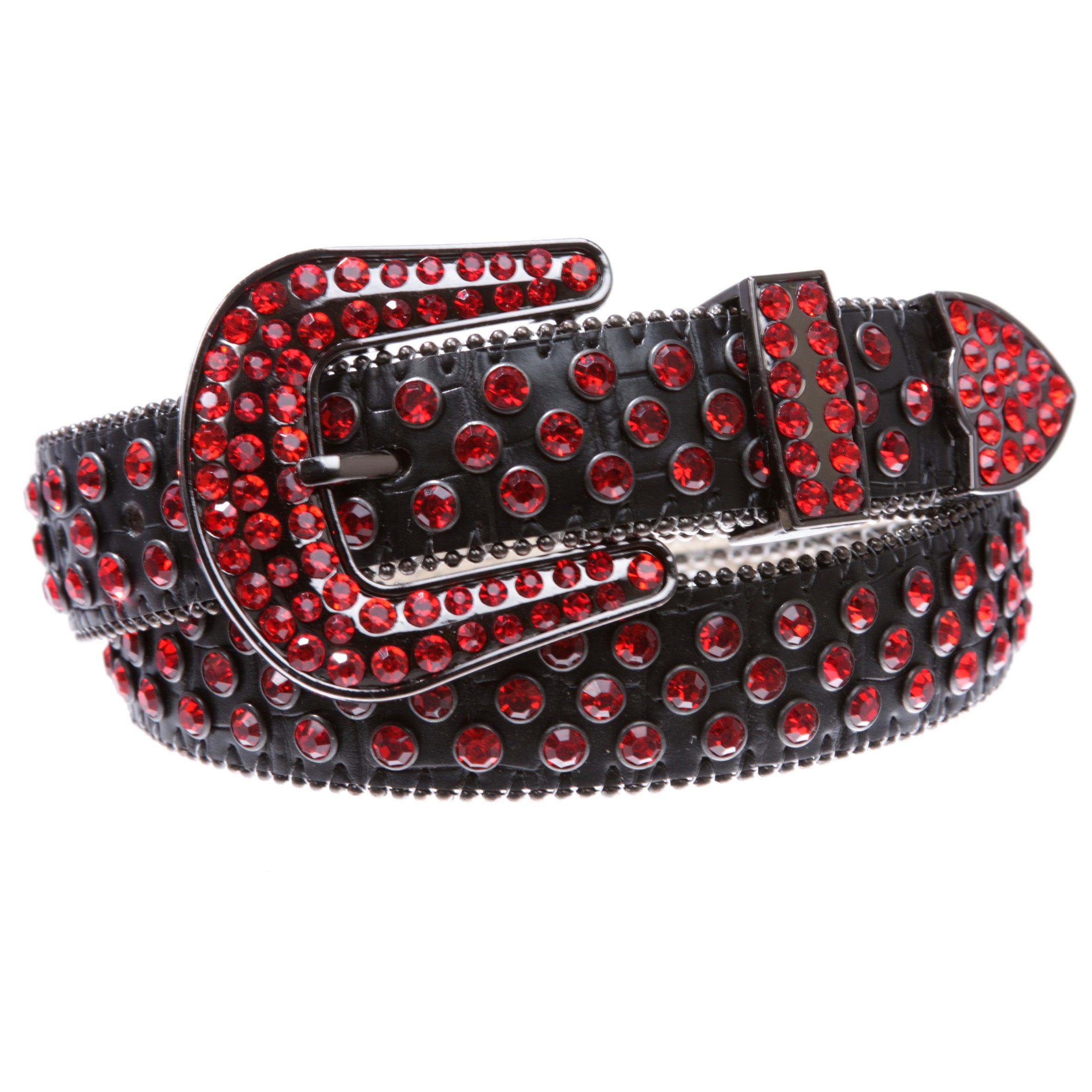 Kids Cowboy Cowgirl Classic Western Rhinestone Bling Studded Diamond Leather Belt - OnlineBelts
