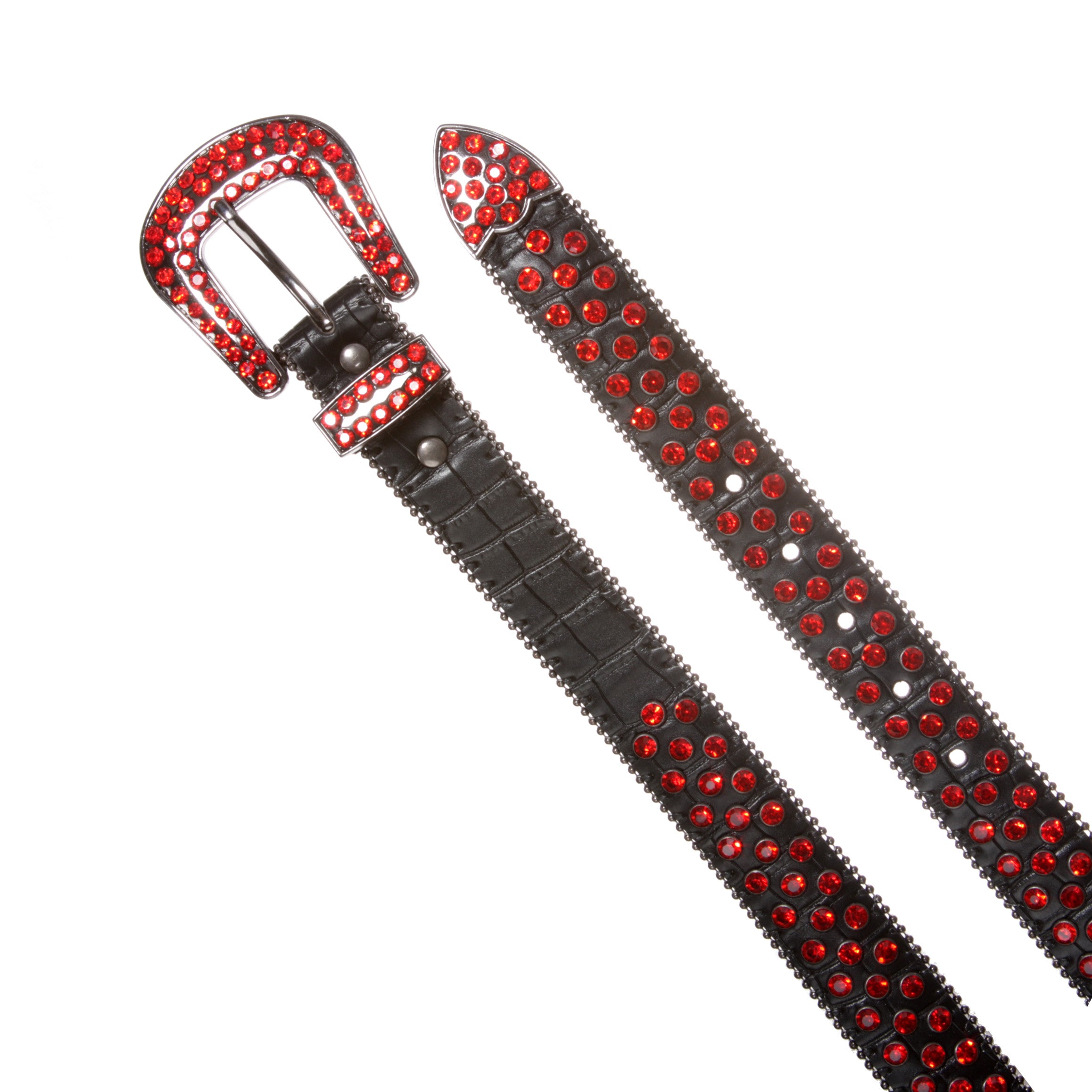 Kids Cowboy Cowgirl Classic Western Rhinestone Bling Studded Diamond Leather Belt - OnlineBelts