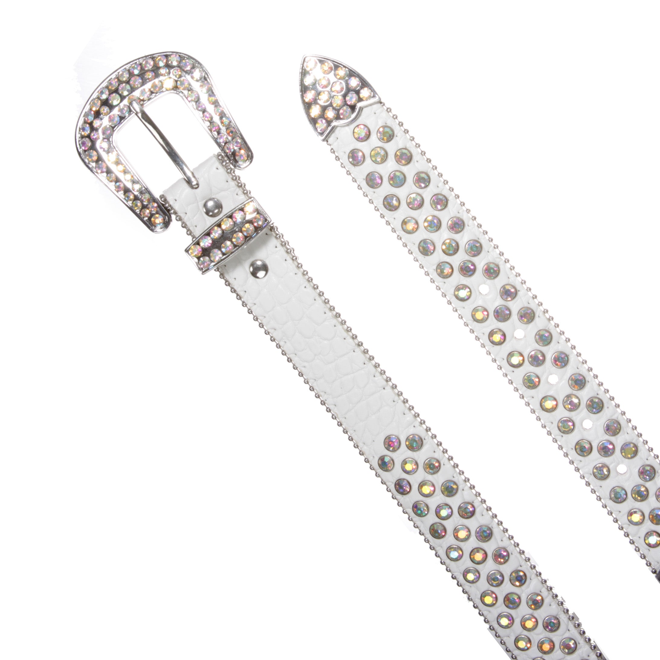 Kids Cowboy Cowgirl Classic Western Rhinestone Bling Studded Diamond Leather Belt - OnlineBelts