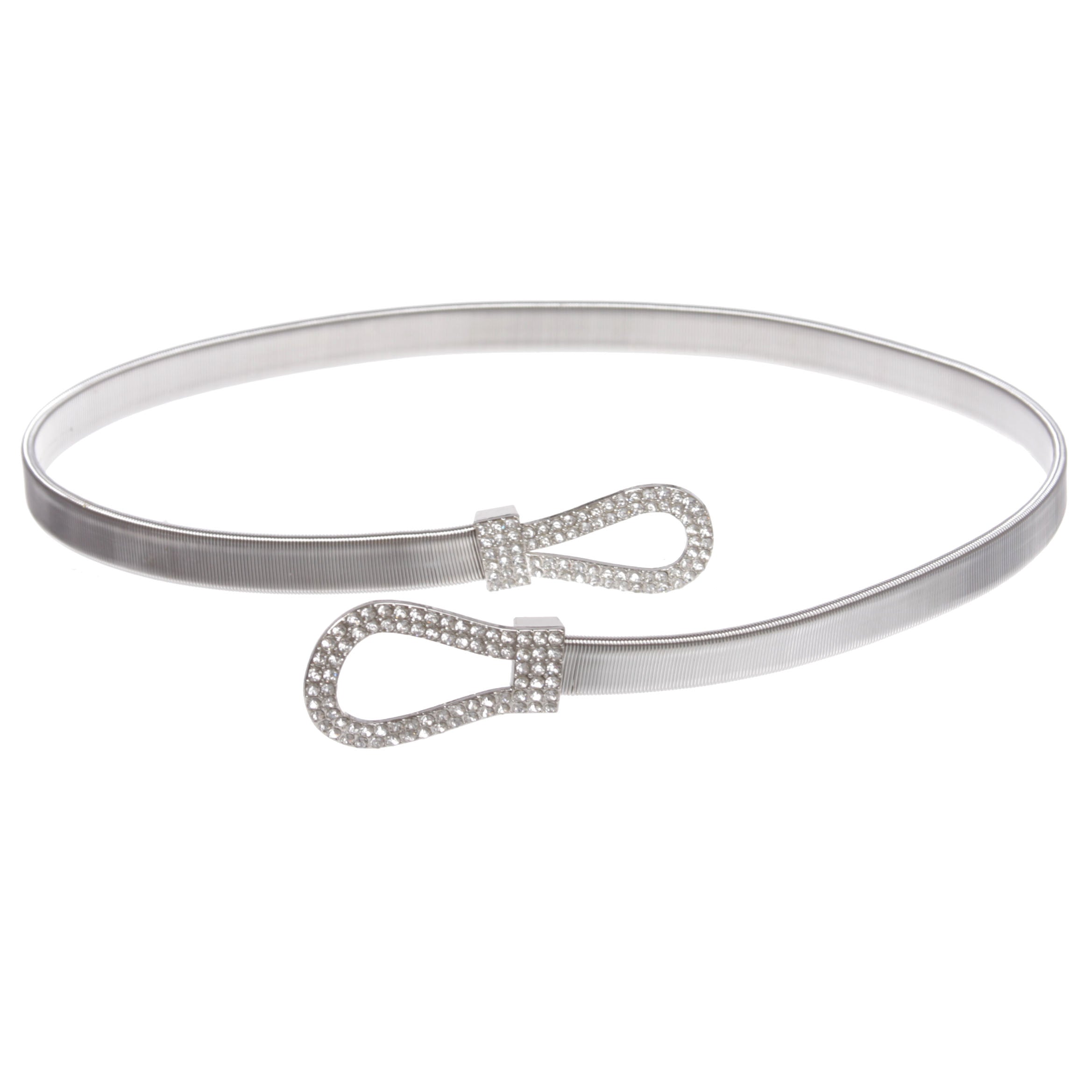 Women's Rhinestone Skinny Knot Buckle Piece Stretch Waist Chain Belt