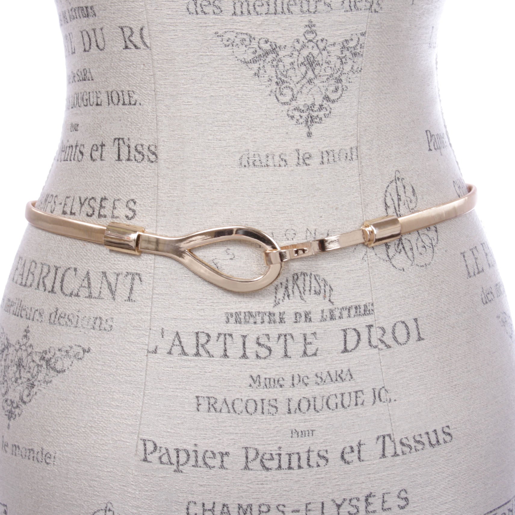 Women's Skinny Elastic Chain Punk Wedding Belt Piece Stretch Waistband - OnlineBelts