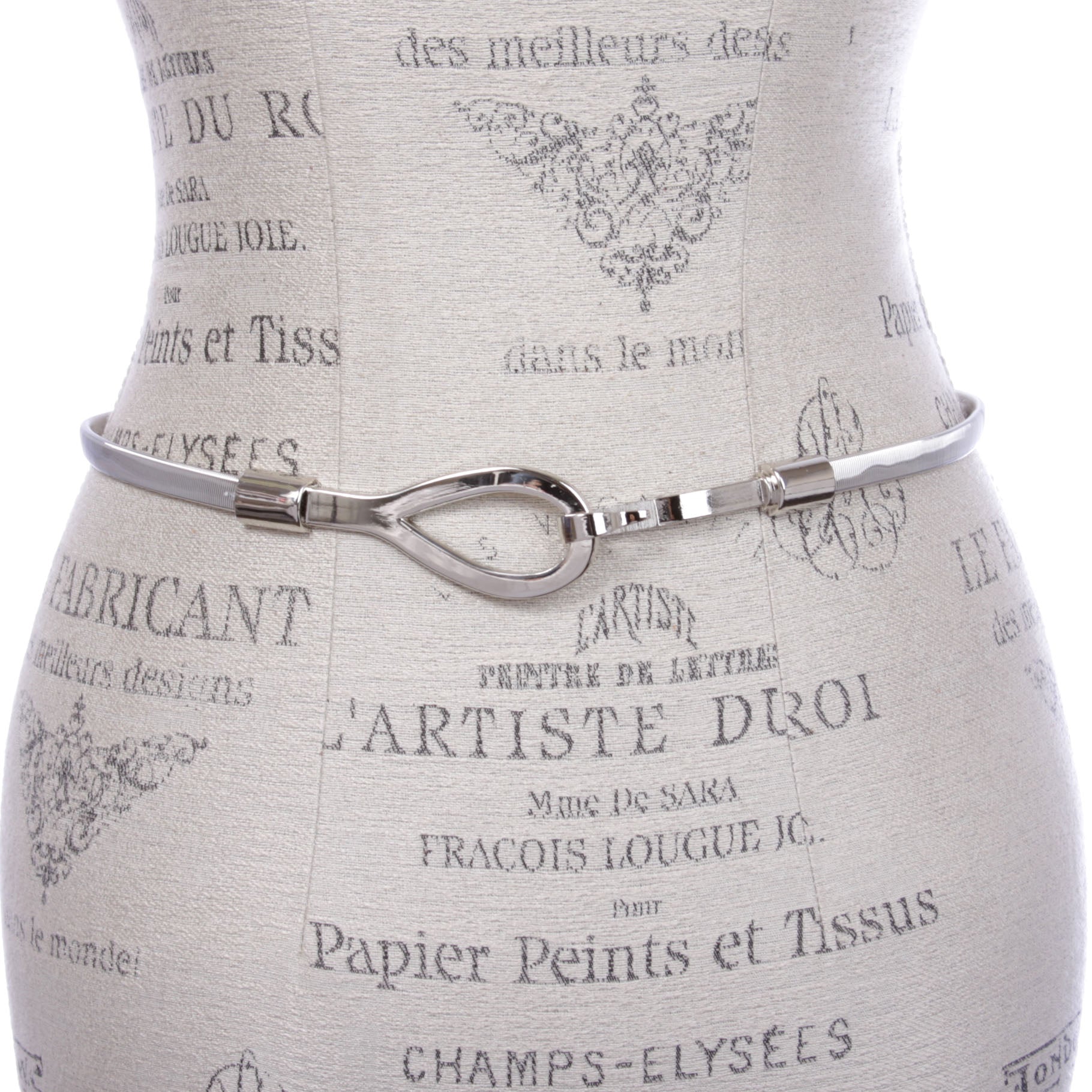 Women's Skinny Elastic Chain Punk Wedding Belt Piece Stretch Waistband - OnlineBelts