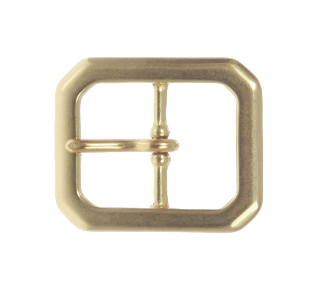 1 1/4 Inch Center Bar Single Prong Solid Brass Octagon Rectangular Belt Buckle - OnlineBelts