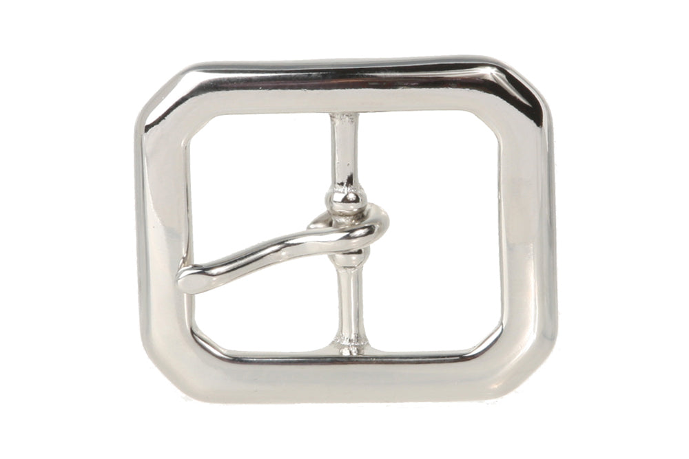 1 1/4 Inch Center Bar Single Prong Solid Brass Octagon Rectangular Belt Buckle - OnlineBelts