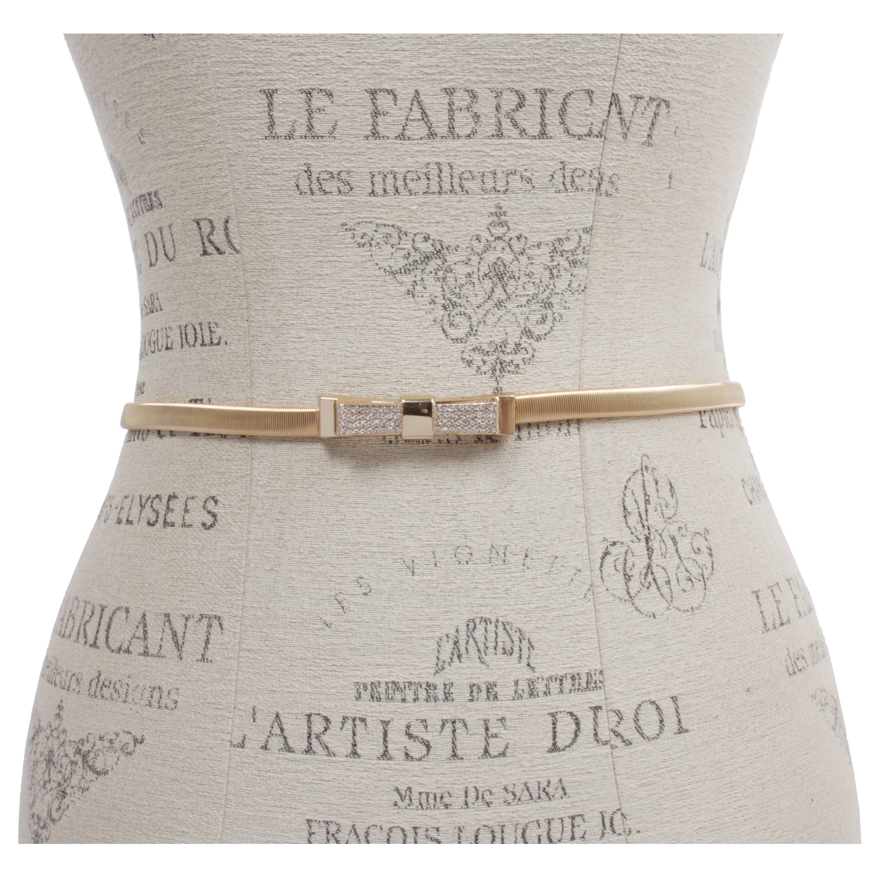 Women's Stretch Metal Waistband Elastic Belt With Rhinestone Bow Tie Buckle - OnlineBelts