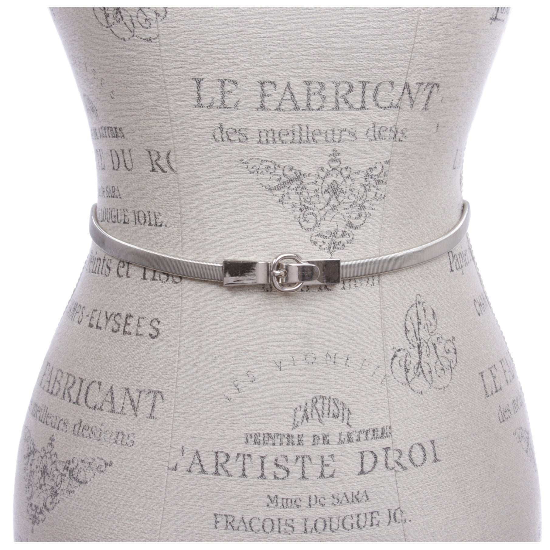 Silver Tone Skinny/Thin Stretch/Elastic Women Waistband Belt For Dress - OnlineBelts