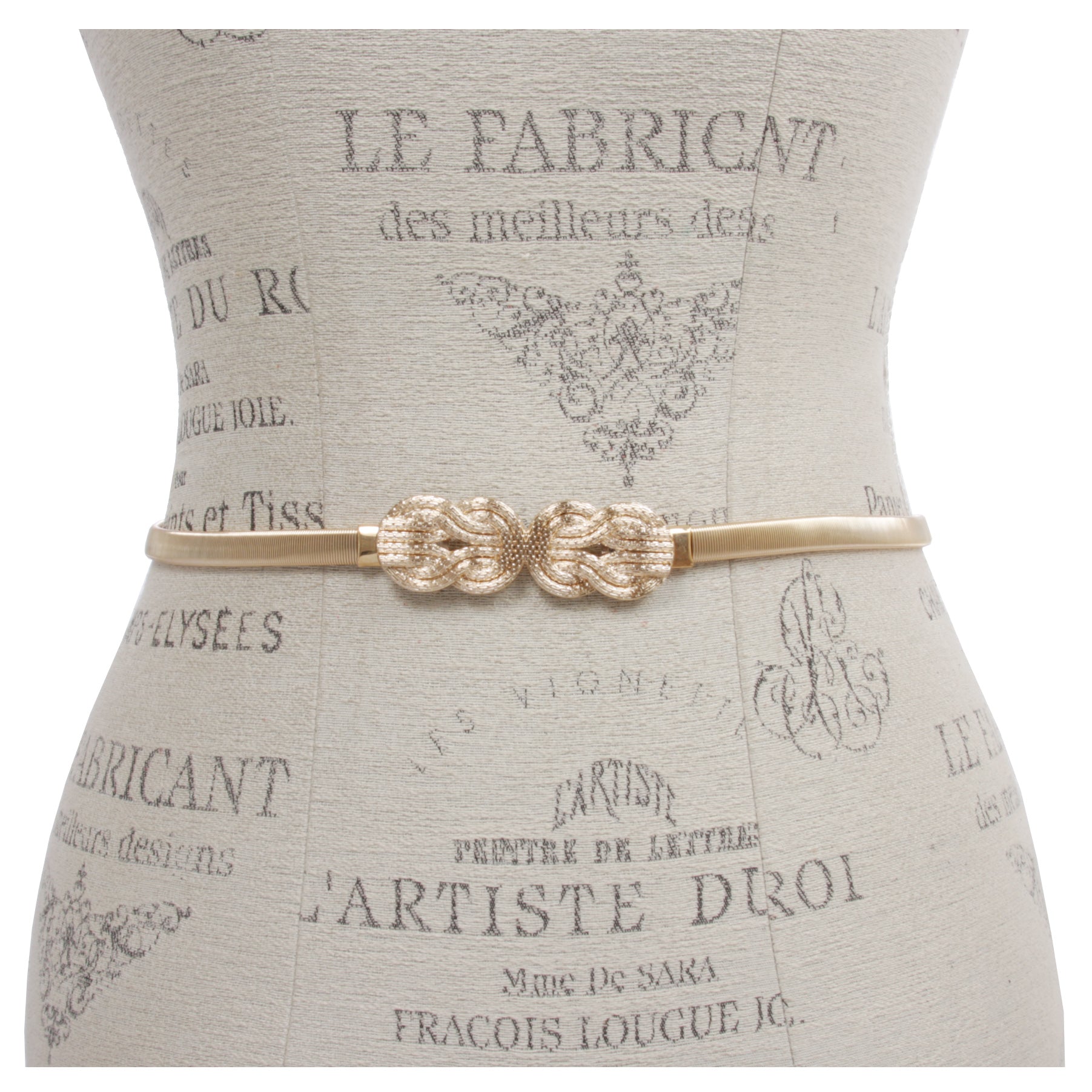 Women's Skinny Knot Buckle Stretch Waist Elastic Chain Belt with Hair-Coil Style - OnlineBelts