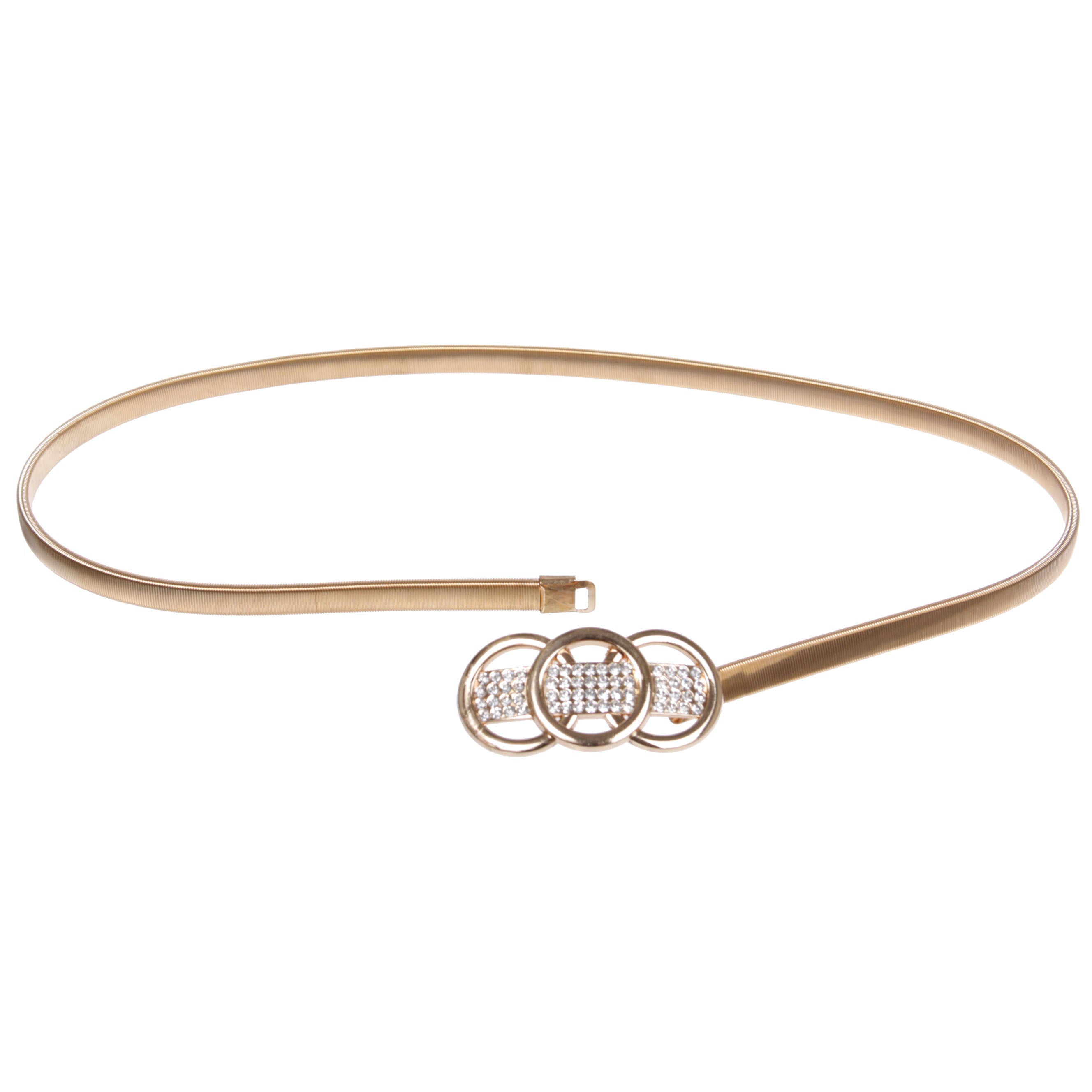 Women's Rhinestone Skinny Elastic Metal Stretch Waist Chain Belt - OnlineBelts