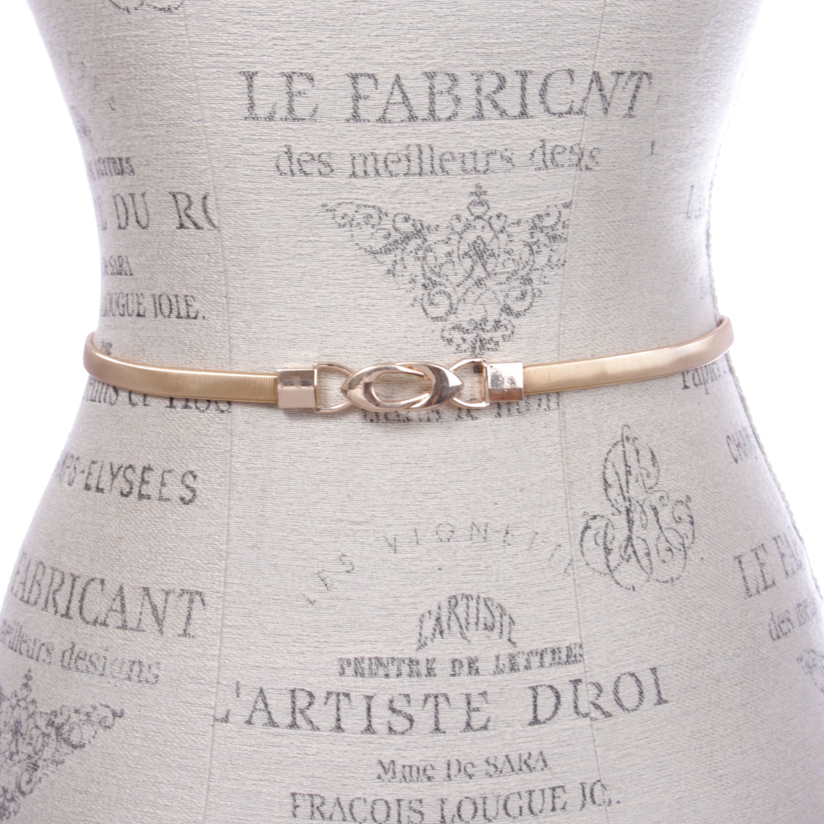 Women's Knot Buckle Skinny Elastic Chain Punk Wedding Belt Piece Stretch Waistband - OnlineBelts