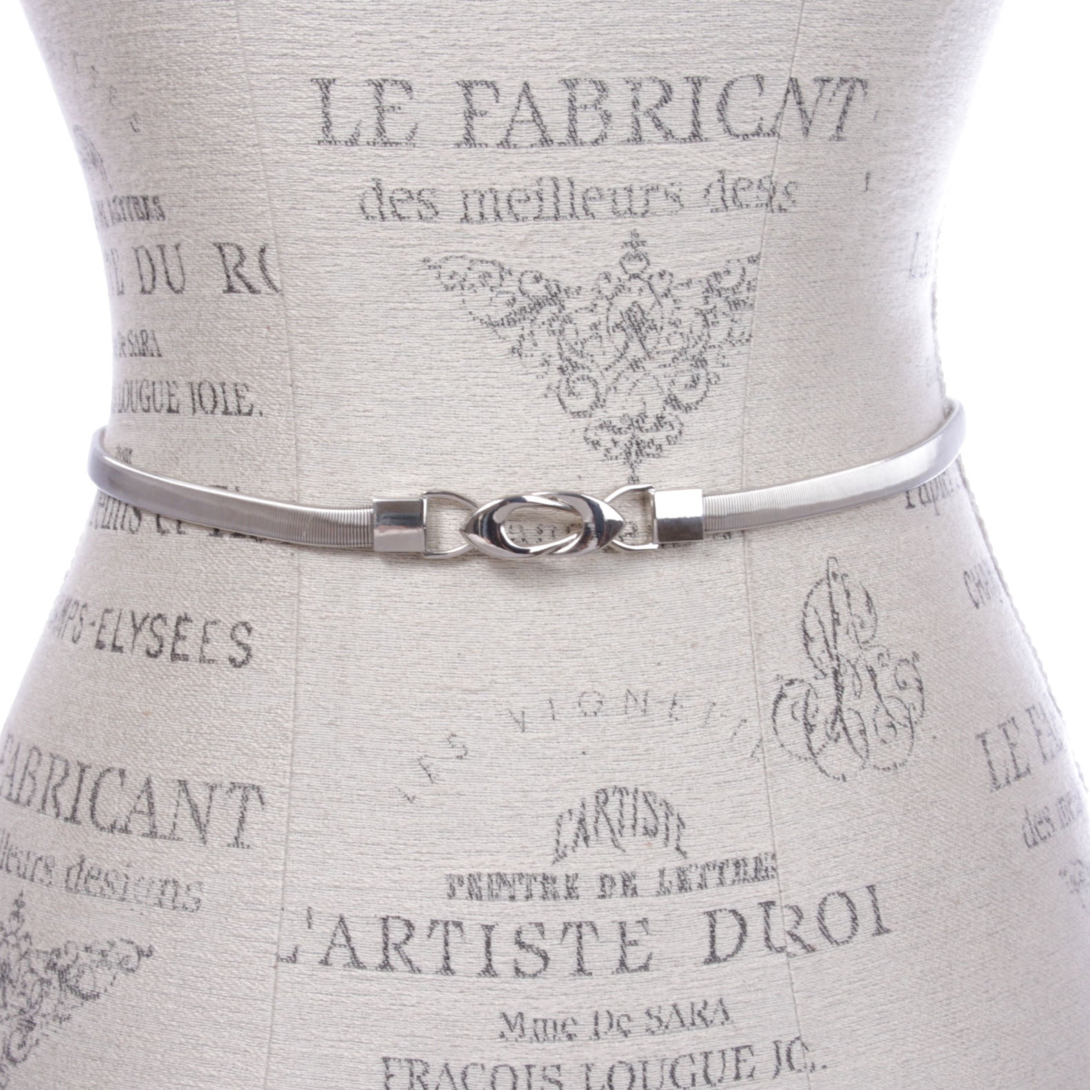 Women's Knot Buckle Skinny Elastic Chain Punk Wedding Belt Piece Stretch Waistband - OnlineBelts