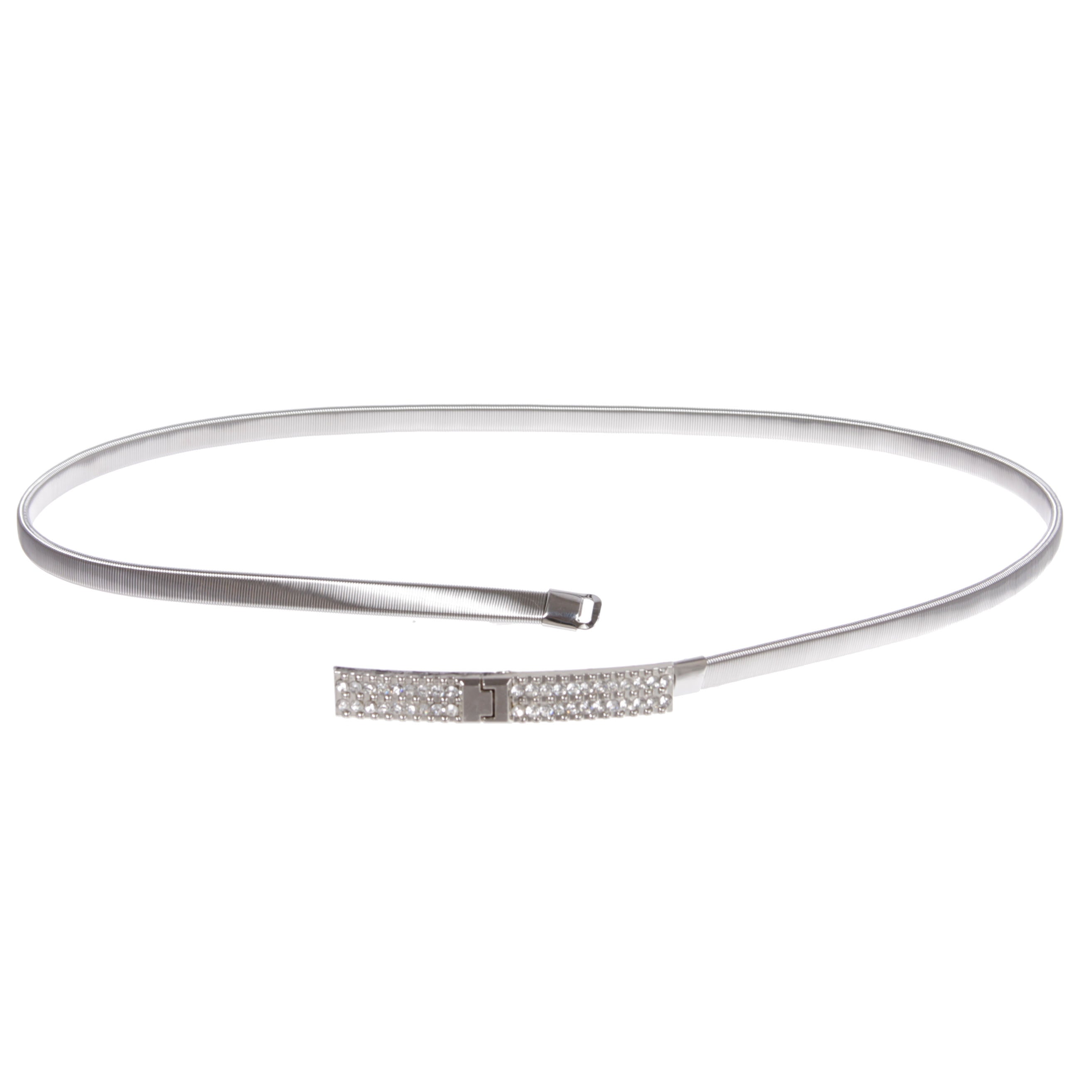 Women's Rhinestone Skinny Rectangular Elastic Chain Punk Wedding Belt Piece Stretch Waistband - OnlineBelts