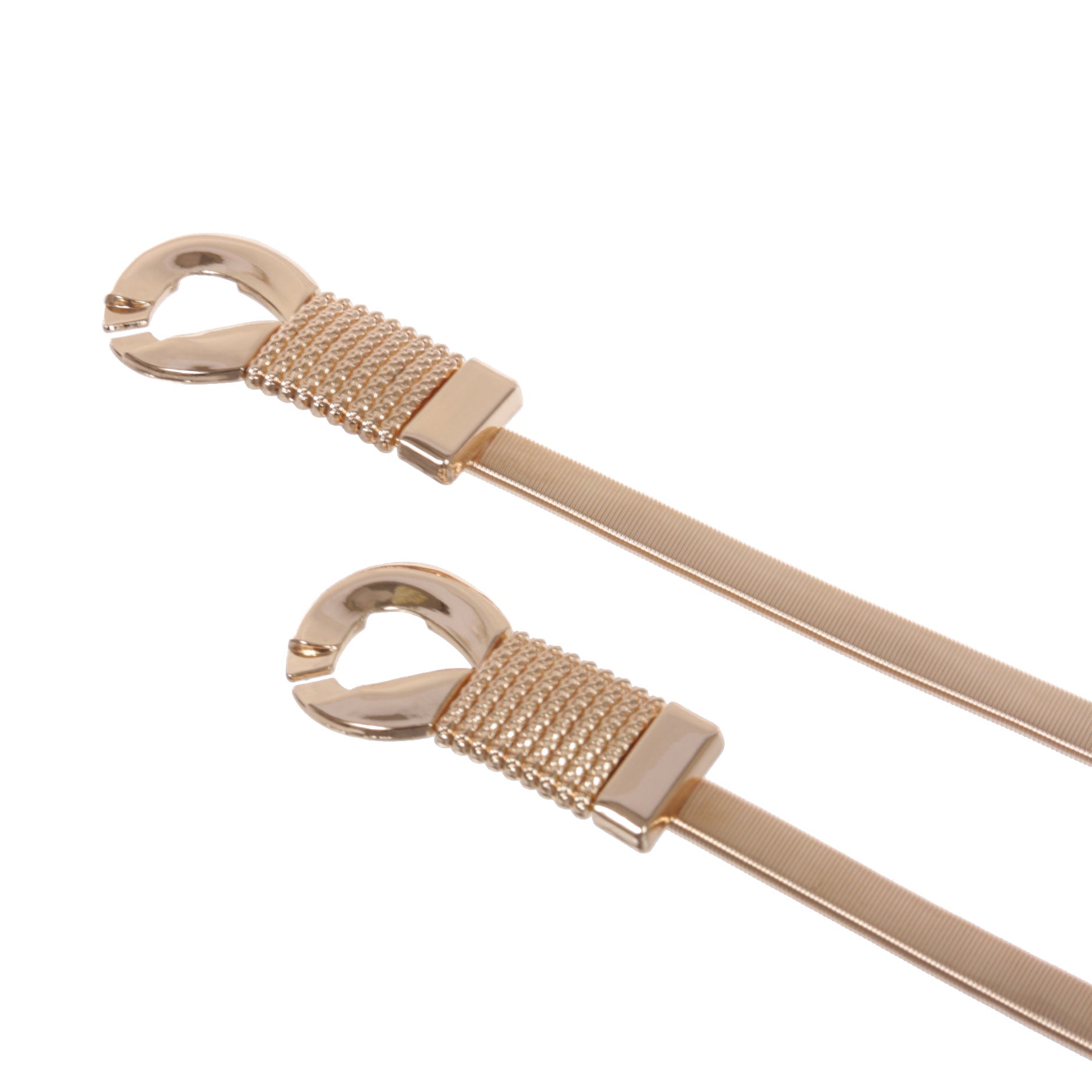 Women's Knot Buckle Skinny Elastic Chain Punk Wedding Belt Piece Stretch Gold Waistband - OnlineBelts