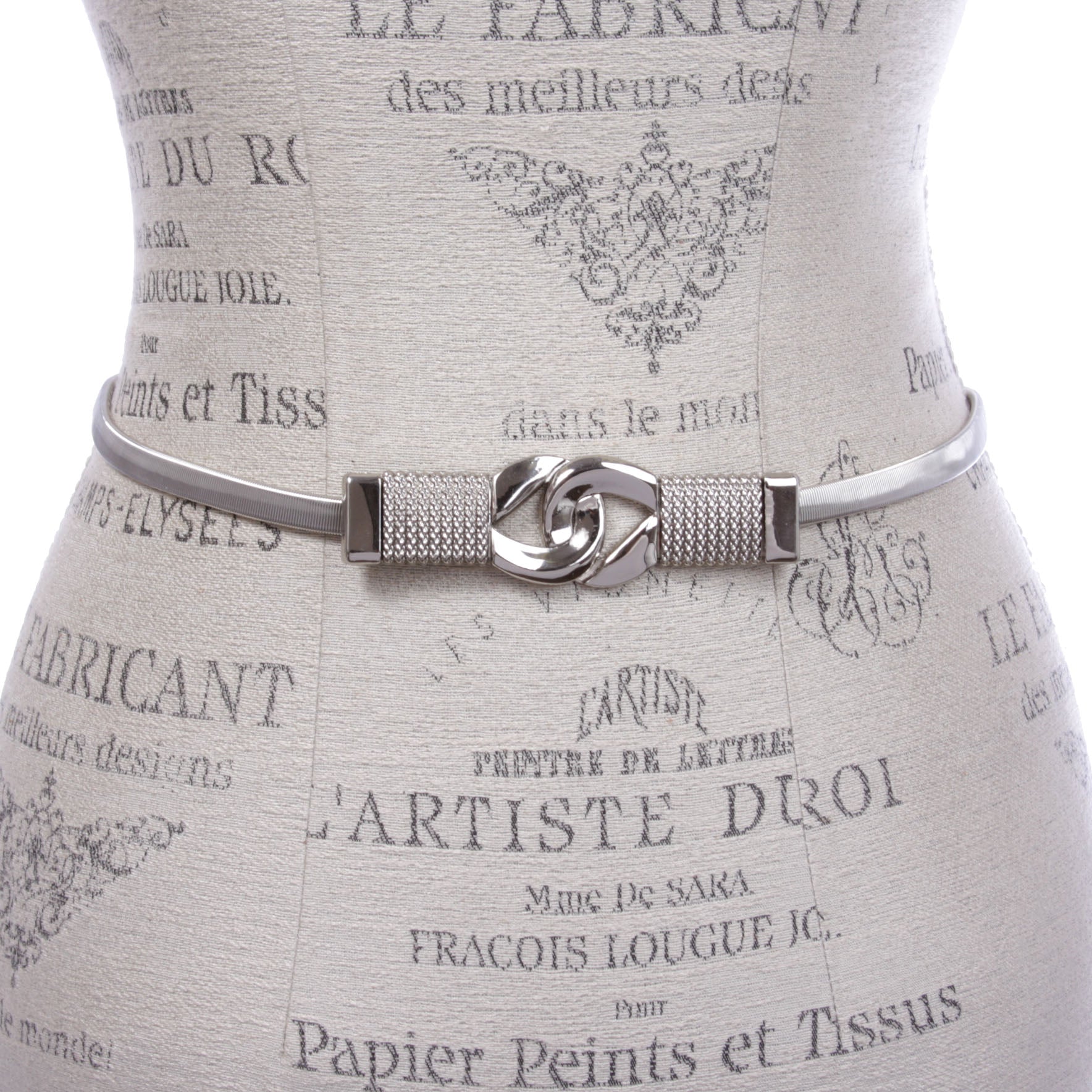 Women's Knot Buckle Skinny Elastic Chain Punk Wedding Belt Piece Stretch Gold Waistband - OnlineBelts